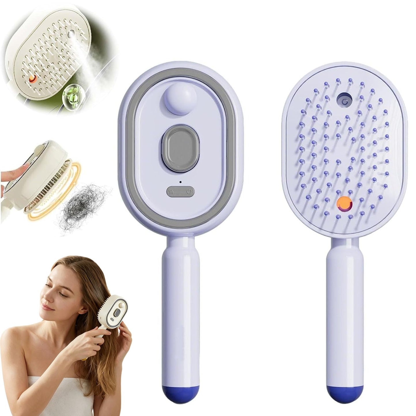 2026 New Electric Steam Brush, Electric Steam Brushs for Hair, Rechargeable Steam Hair Straightener, Detangling Steams Brush, Reduce Frizz, Nourishes Hairs, Anti-Static (Purple)