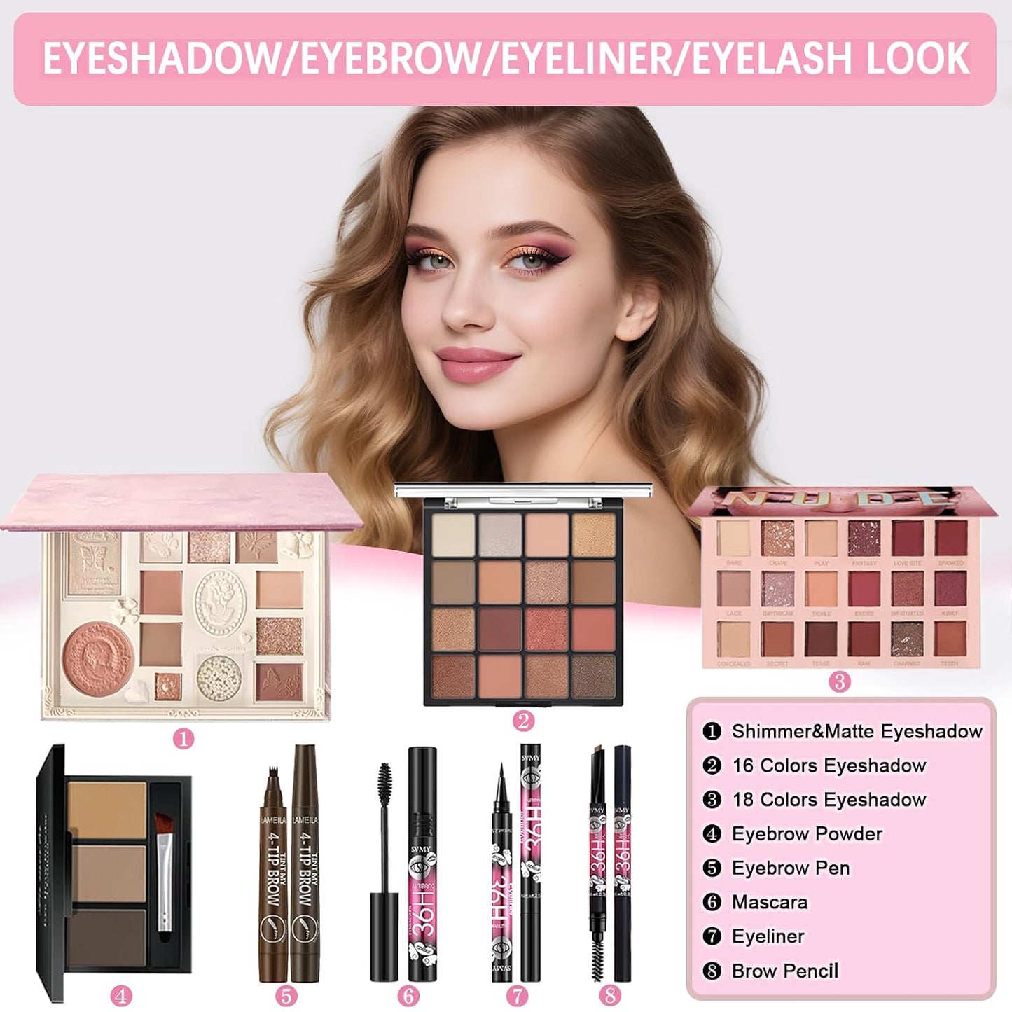 Complete Makeup Kit for Women | Essential Makeup Set with Eyeshadow, Foundation, Lipsticks & Brushes