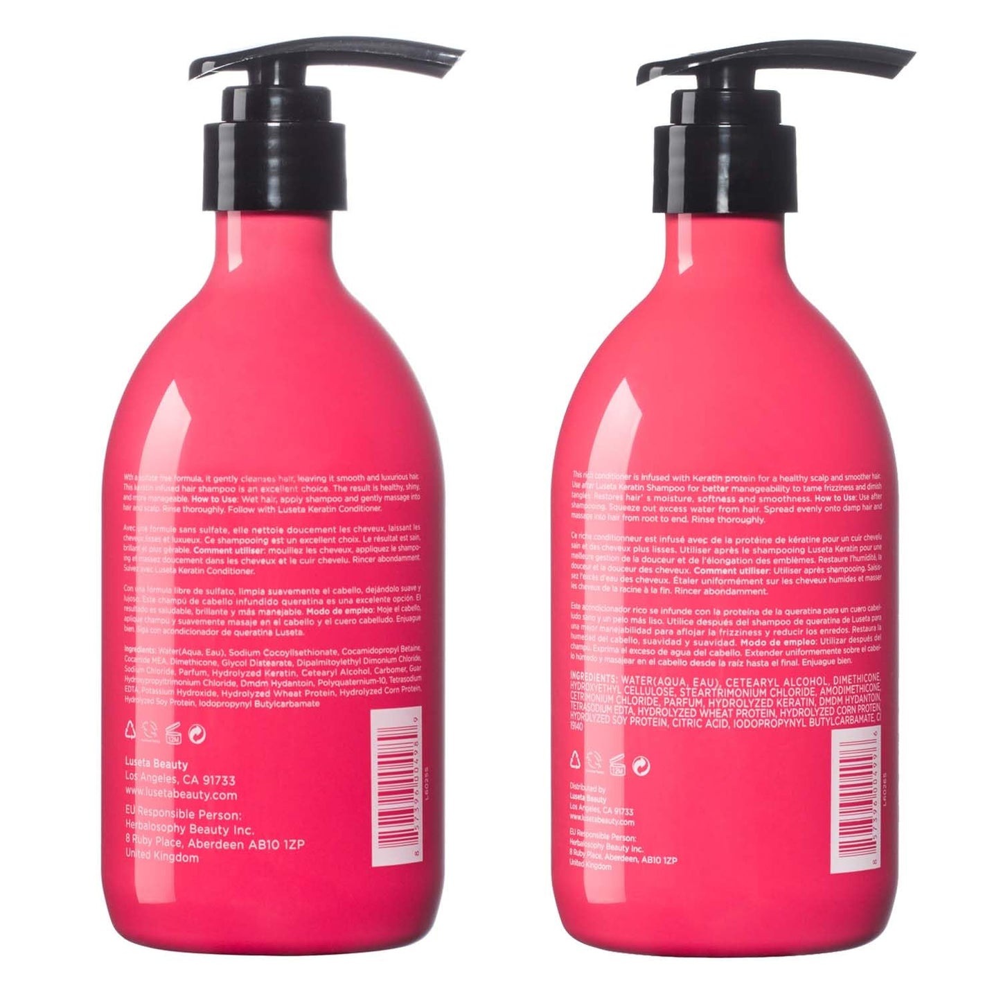 Luseta Keratin Shampoo & Conditioner Set | Color Safe Treatment for Damaged Hair - 2 x 16.9 Oz