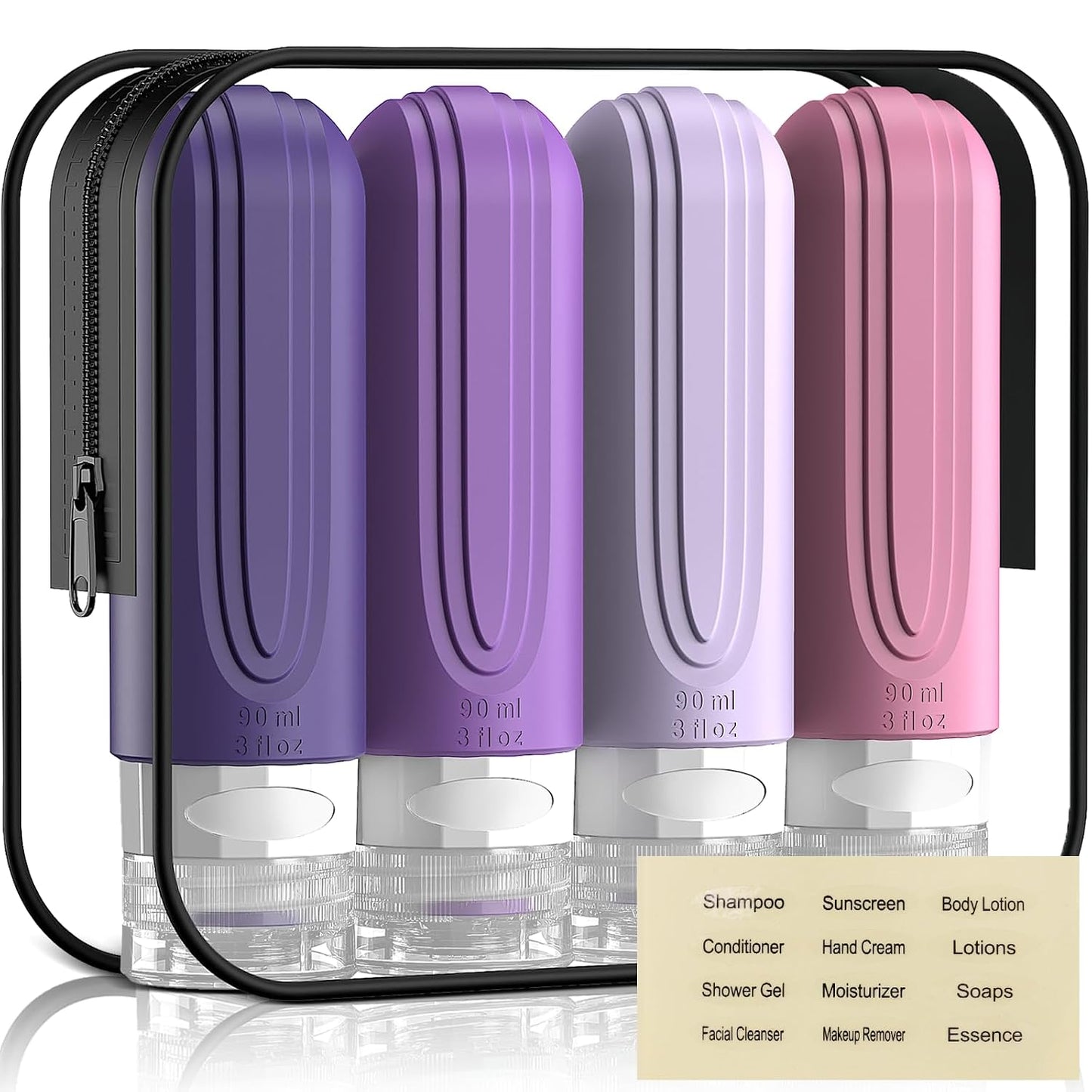 Travel Bottles for Toiletries - 3oz Silicone Leak-Proof Containers | TSA Approved, Squeezable Essentials (Blue)