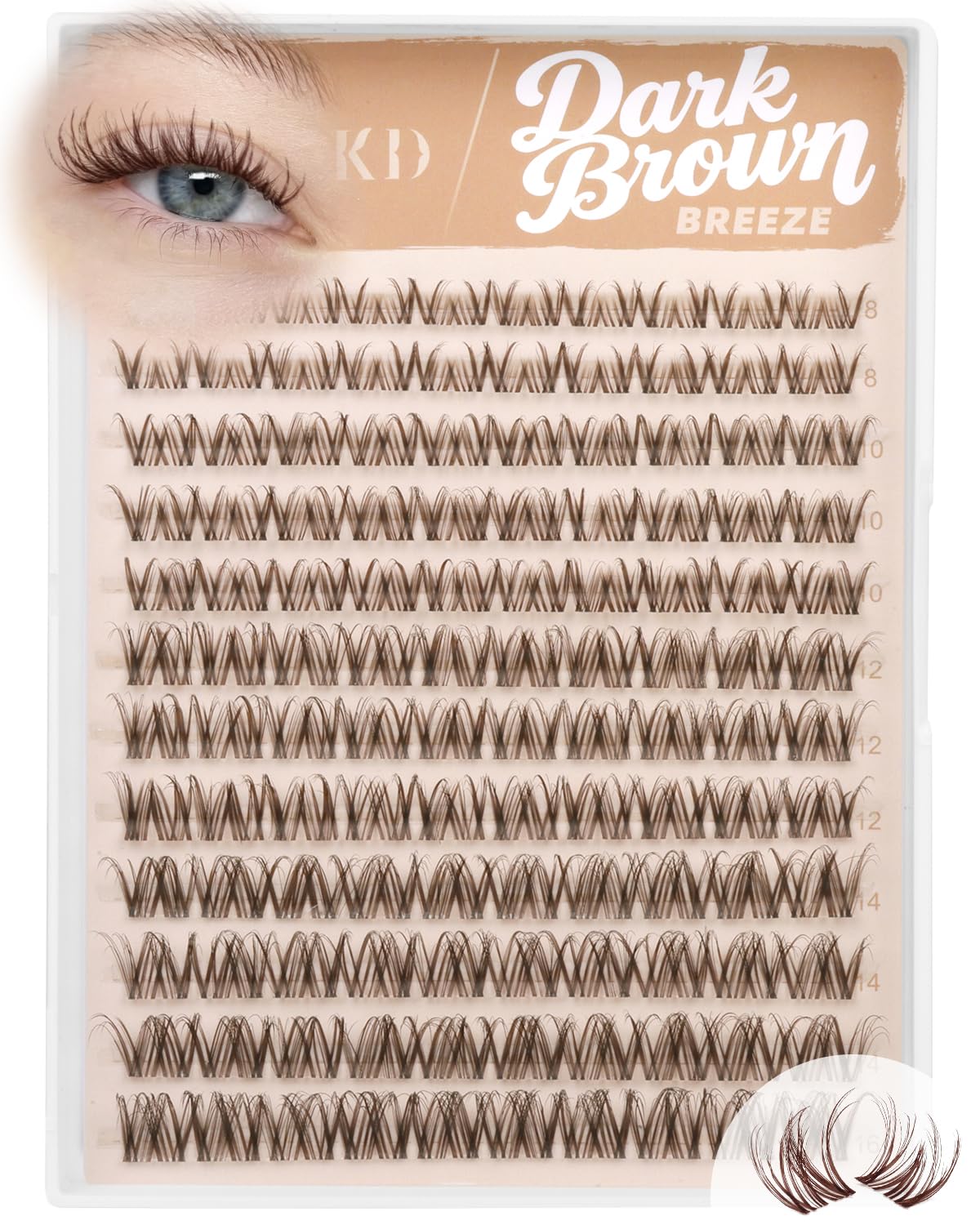 Brown Spider Lash Clusters - Natural Fluffy Eyelash Extensions | 8-16MM Dark Brown Wispy Individual Lashes for DIY Beginners