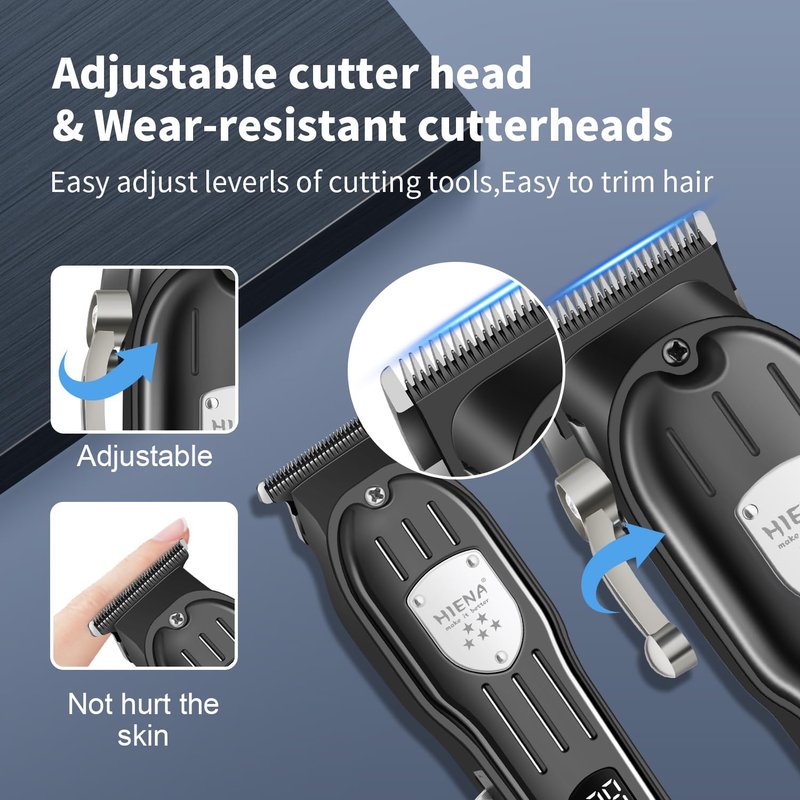 HIENA PRO Professional Hair Clipper Kit, Rechargeable Cordless Barber Kit and Hair Cutting Set, Electric Foil Shavers and Beard Trimmers, Ear, Nose Hair Trimmer Set & Facial Grooming Tool (Black)