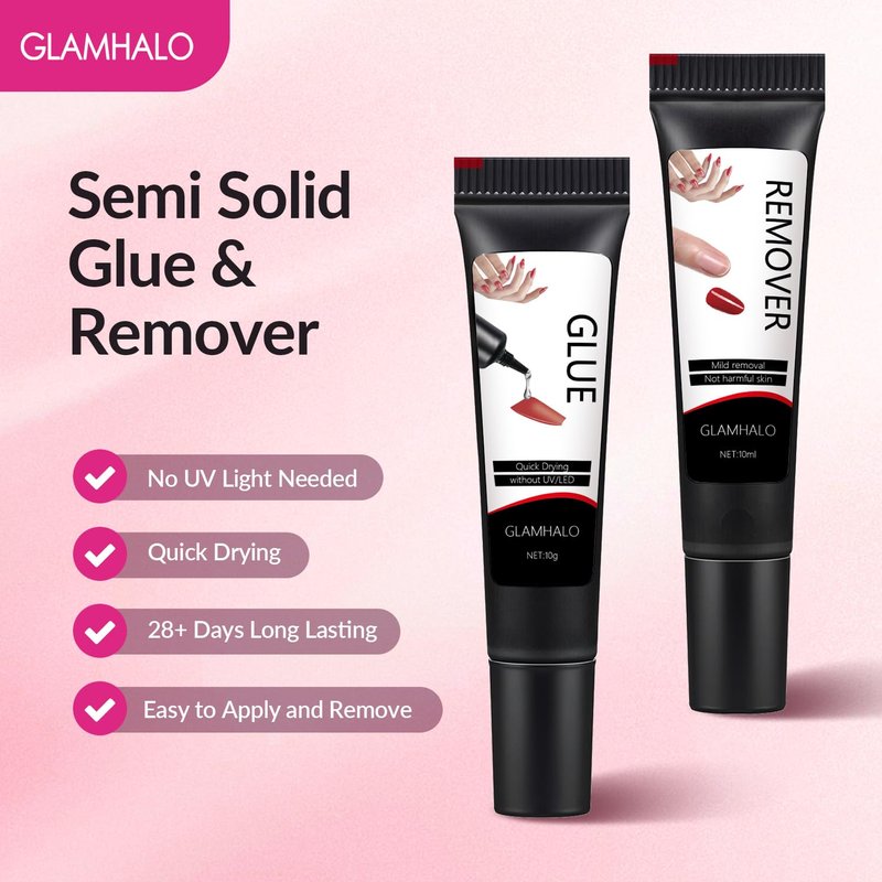 Quick Dry Nail Glue Gel - Super Strong, Long Lasting Formula | 10g with 10ml Remover