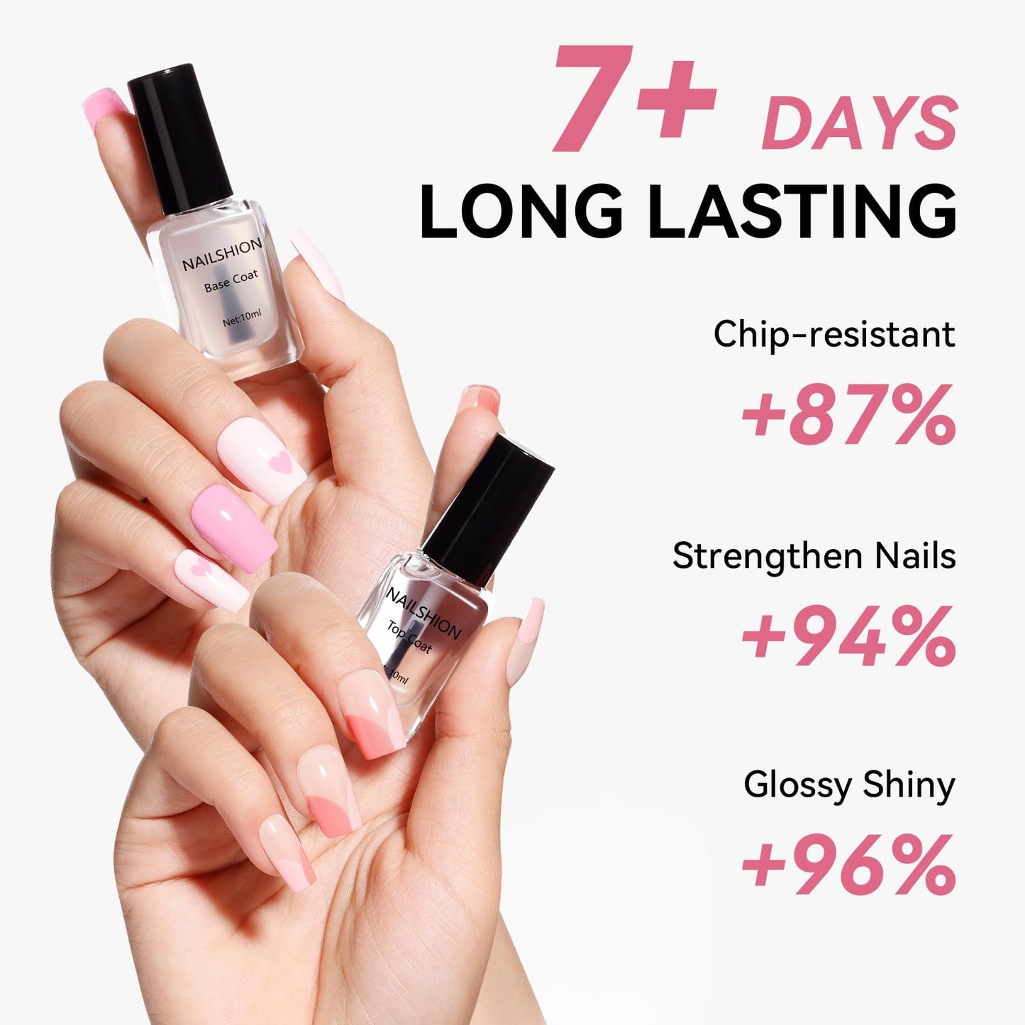 Nailshion Quick Air Dry Nail Polish, 16 Colors Holographic Nude Peach Pink Blue Green Jelly Glitter Sparkle Regular Nail Polish with Clear Base Top Coat & Remover Pads, Hema-free, Non Gel,