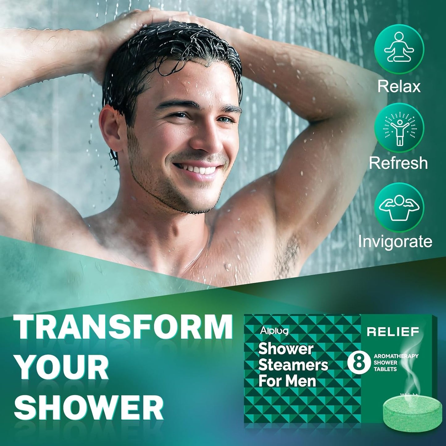 Shower Steamers for Men - Aromatherapy Shower Bombs with Essential Oils | 8 Pack Gift Set for Relaxation