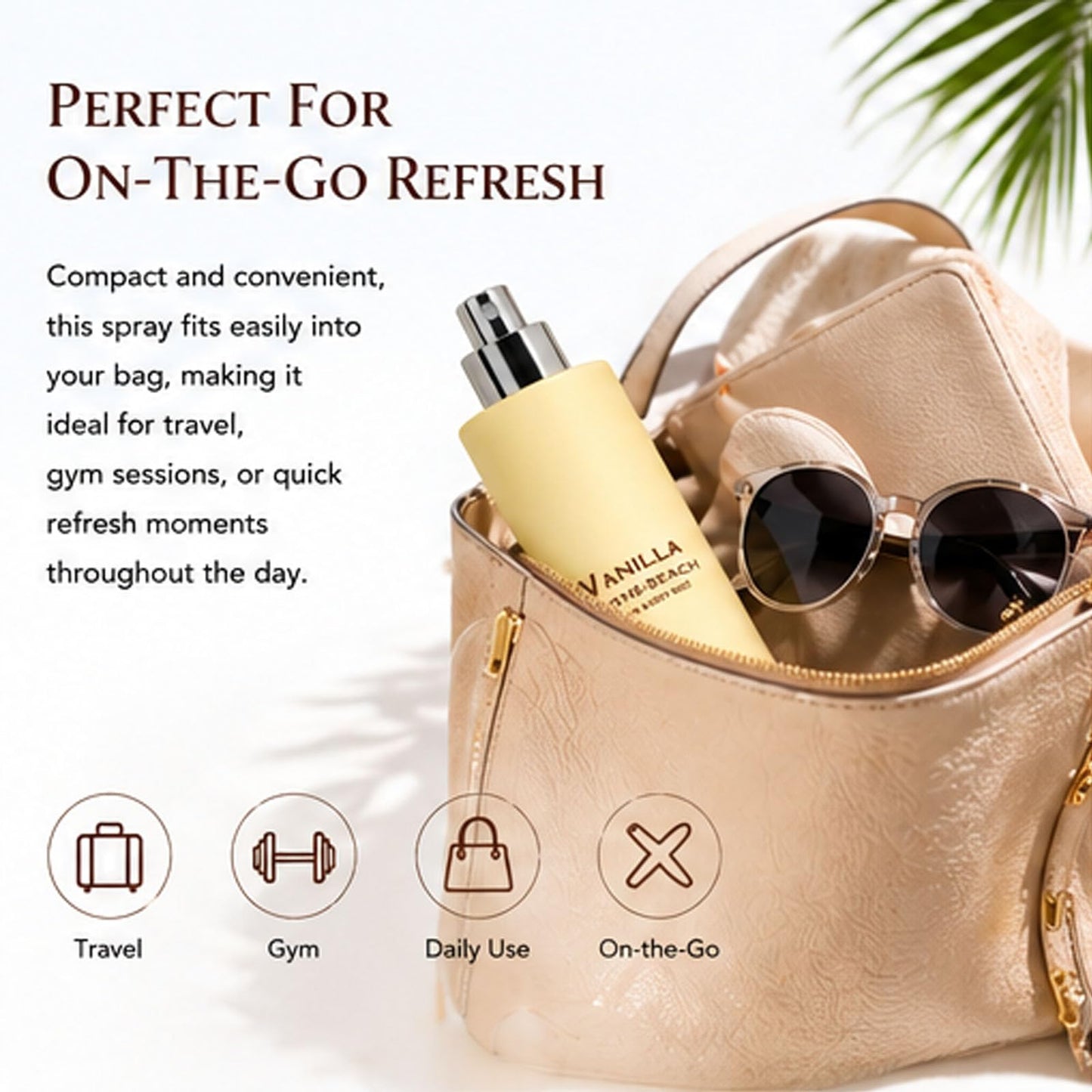 Vanilla on the Beach Hair and Body Mist, Warm Vanilla Coconut Fragrance Spray, Natural Vanillas & Beachscent, Long-Lasting Fresh Fragran (1Pcs)