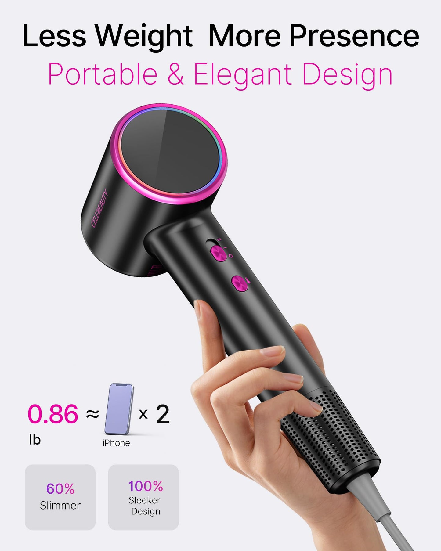 CELEBEAUTY Hair Dryer with Diffuser for Curly Hair, 200M Inoic Blow Dryer