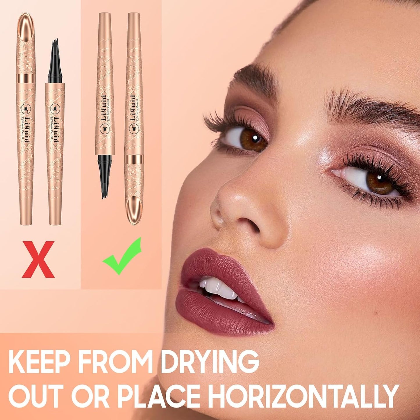 4D Liquid Eyebrow Pen - Microblading Pencil for Precise Brow Definition | Long-Lasting Waterproof (Black)
