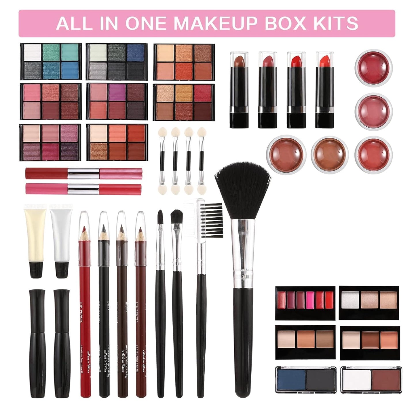 Professional Makeup Kit for Teens & Women - 106 Pcs with Eyeshadow Palette, Lipstick Set, Concealer, Foundation & Brushes | Red