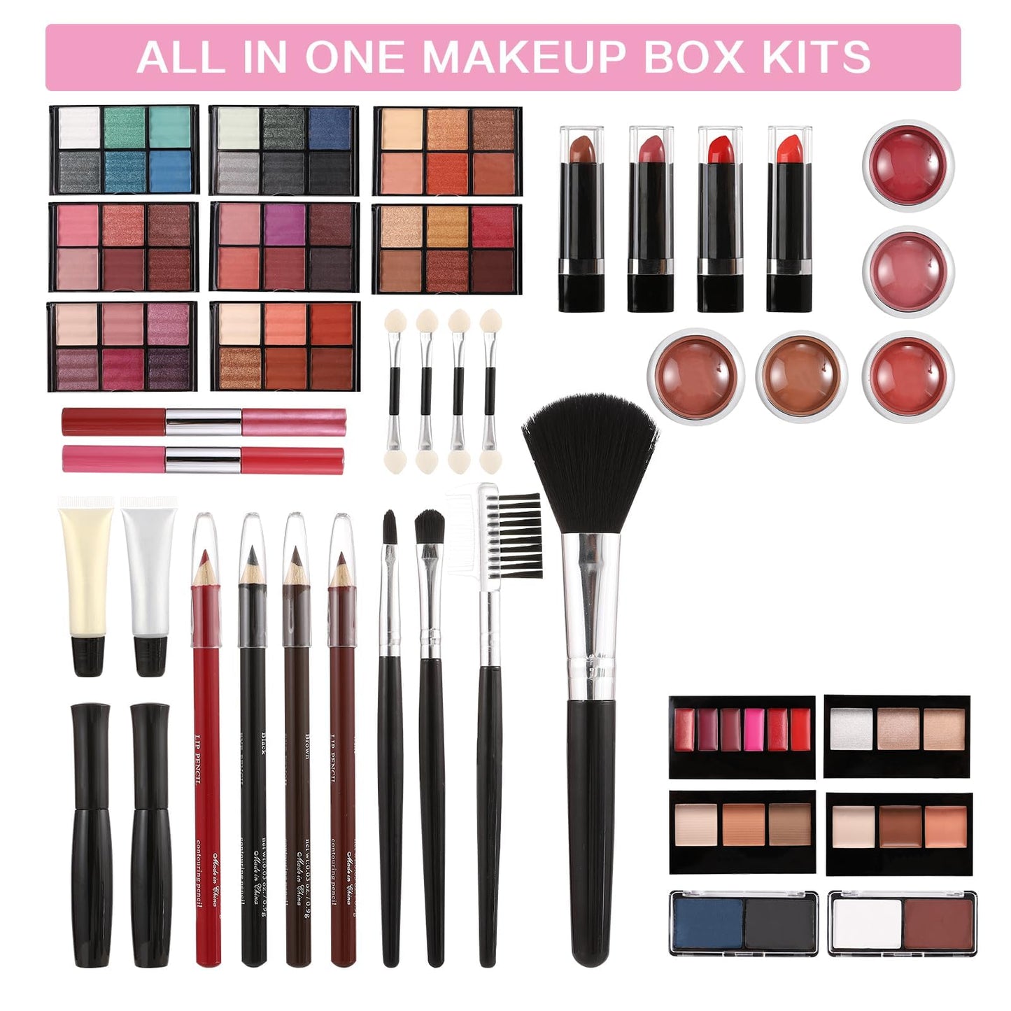 Hegafoo All in One Makeup Kit for Teens, 106 Pcs Professional Makeup Kit for Women Full Kit, Include Eyeshadow Palette, Lipstick Set, Concealer, Foundation, Lipgloss, Make-up Brush(Red)