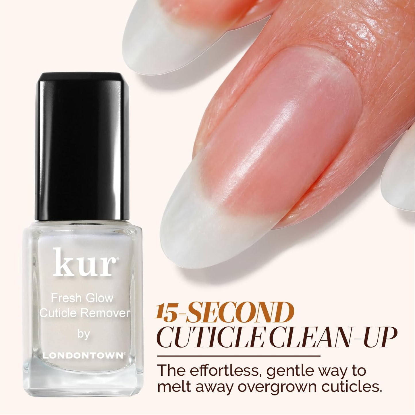 LONDONTOWN Fresh Glow Cuticle Remover - Instant Cuticle Remover Liquid - No Tool or Cutting Moisturizing Softening Nail Care for Dry, Damaged Cuticles, .40fl oz