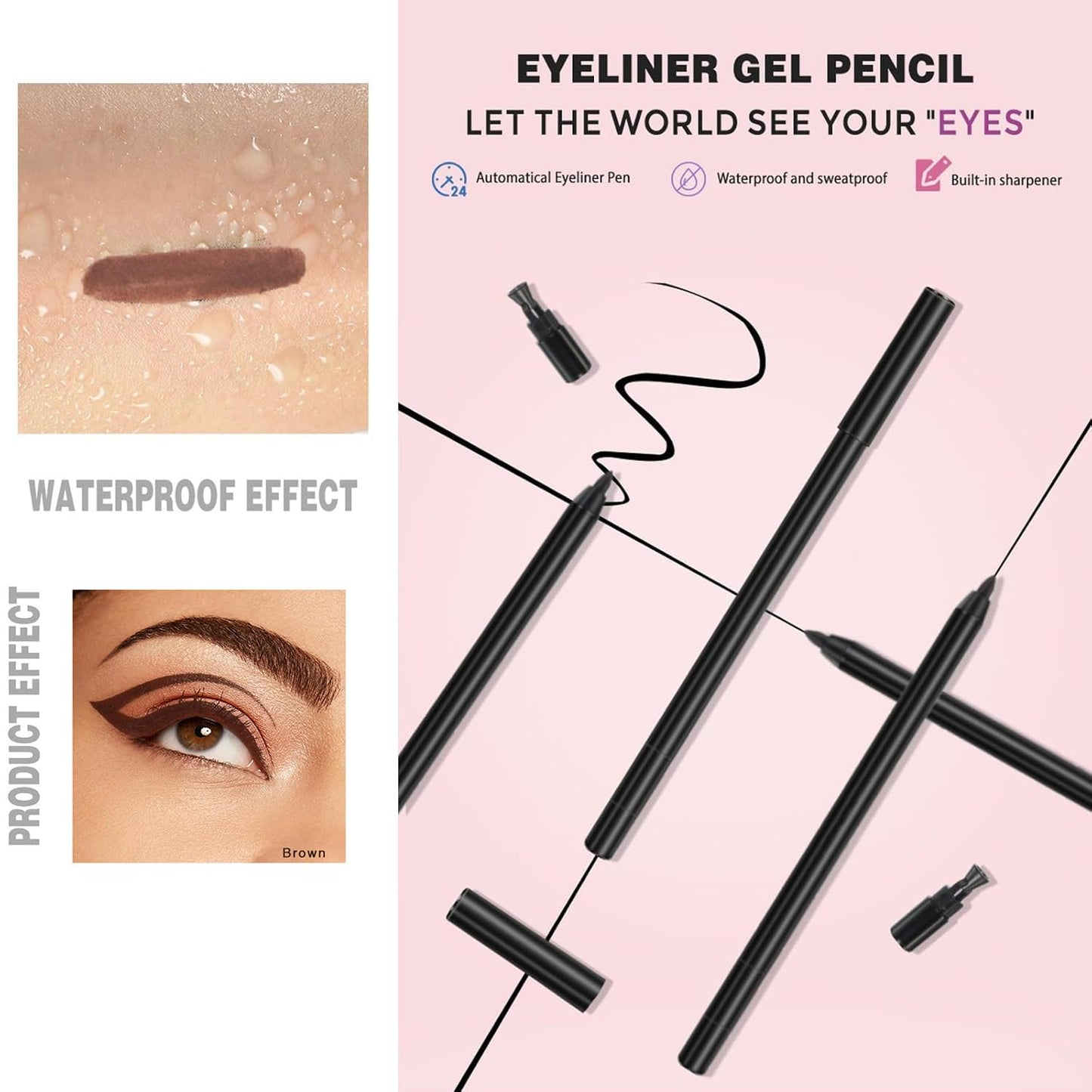 Revant Beauty Eyeliner for Mature Women, Round Tip Design - Waterproof, Sweat and Smudge Resistant Precision Eyeliner for All Day Use(Brown)
