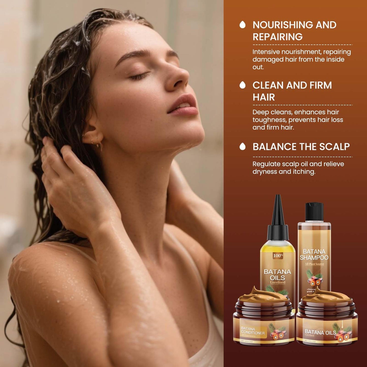 Batana Oil Shampoo and Conditioner Set - Unrefined Batana Mask & Oil for Hair Growth & Loss, Natural Care Set for All Hair Types