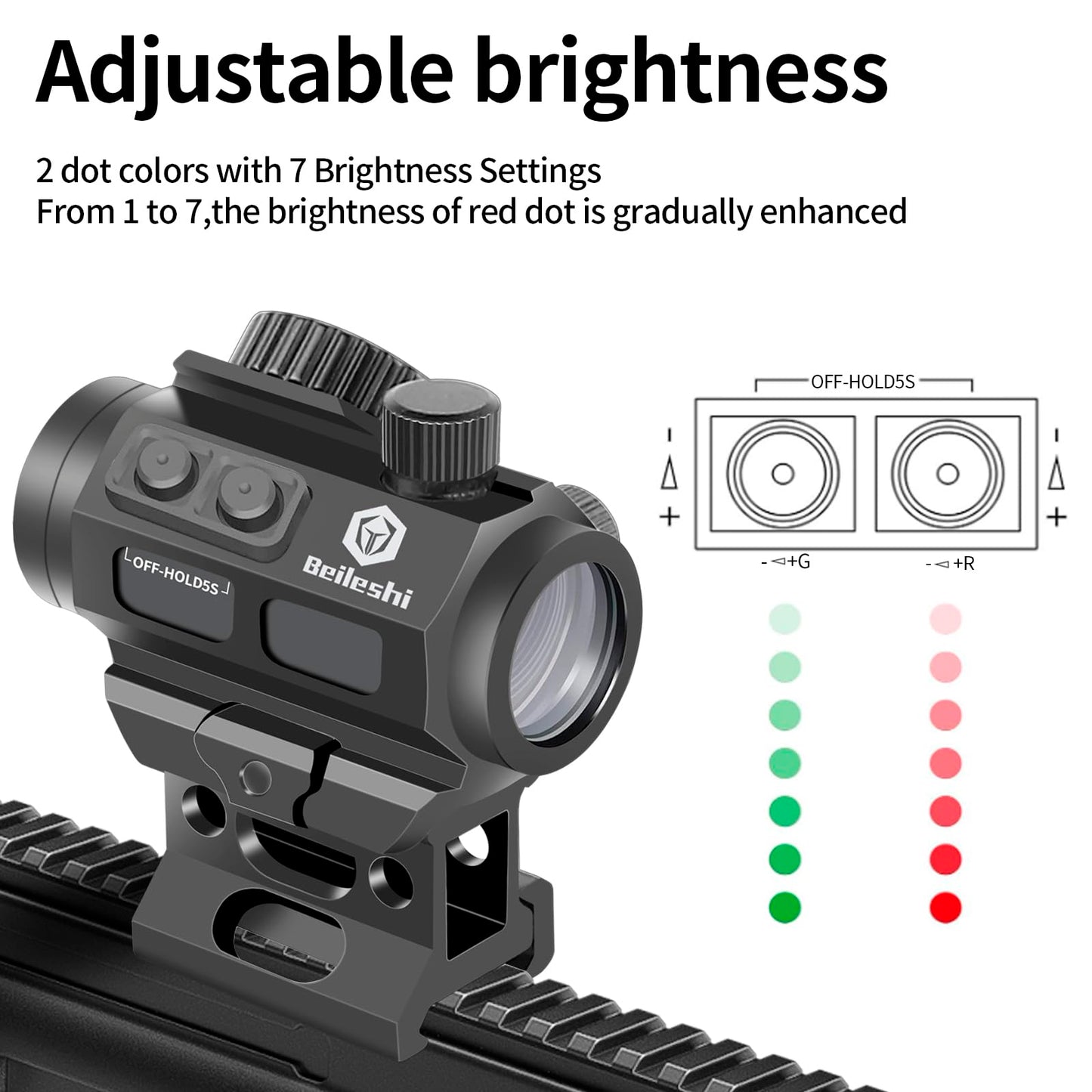 Beileshi Red Dot Sight, 4 MOA Compact Red Dot Gun Sight Waterproof & Shockproof & Fog-Proof Rifle Scope with 1 inch Riser Mount, Upgrade M1KS
