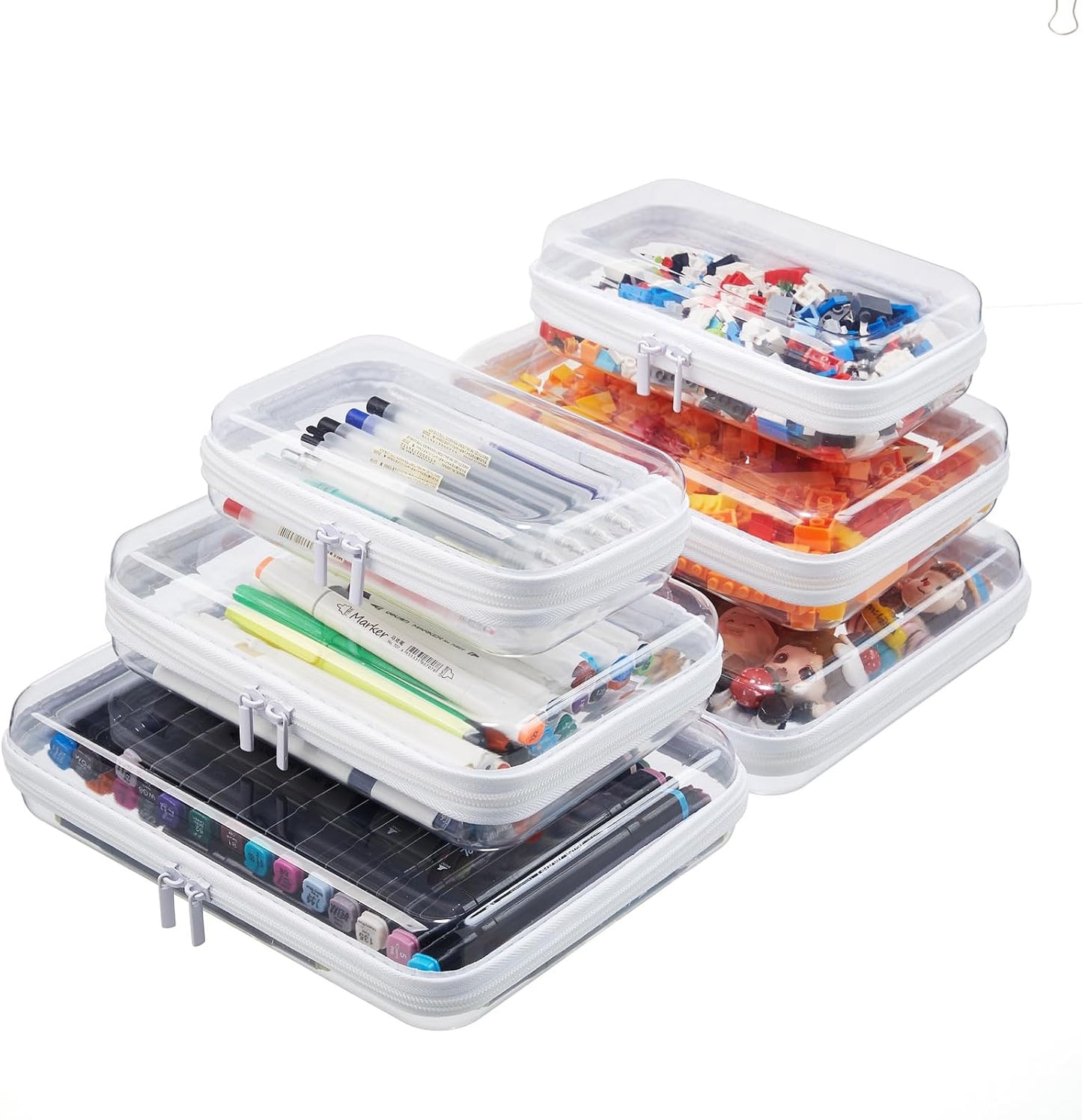 Clear Hard Shell Zipper Cosmetic Bag Set - Portable Organizing Pouches for Diapers & Toys | 2PCS Storage Bins