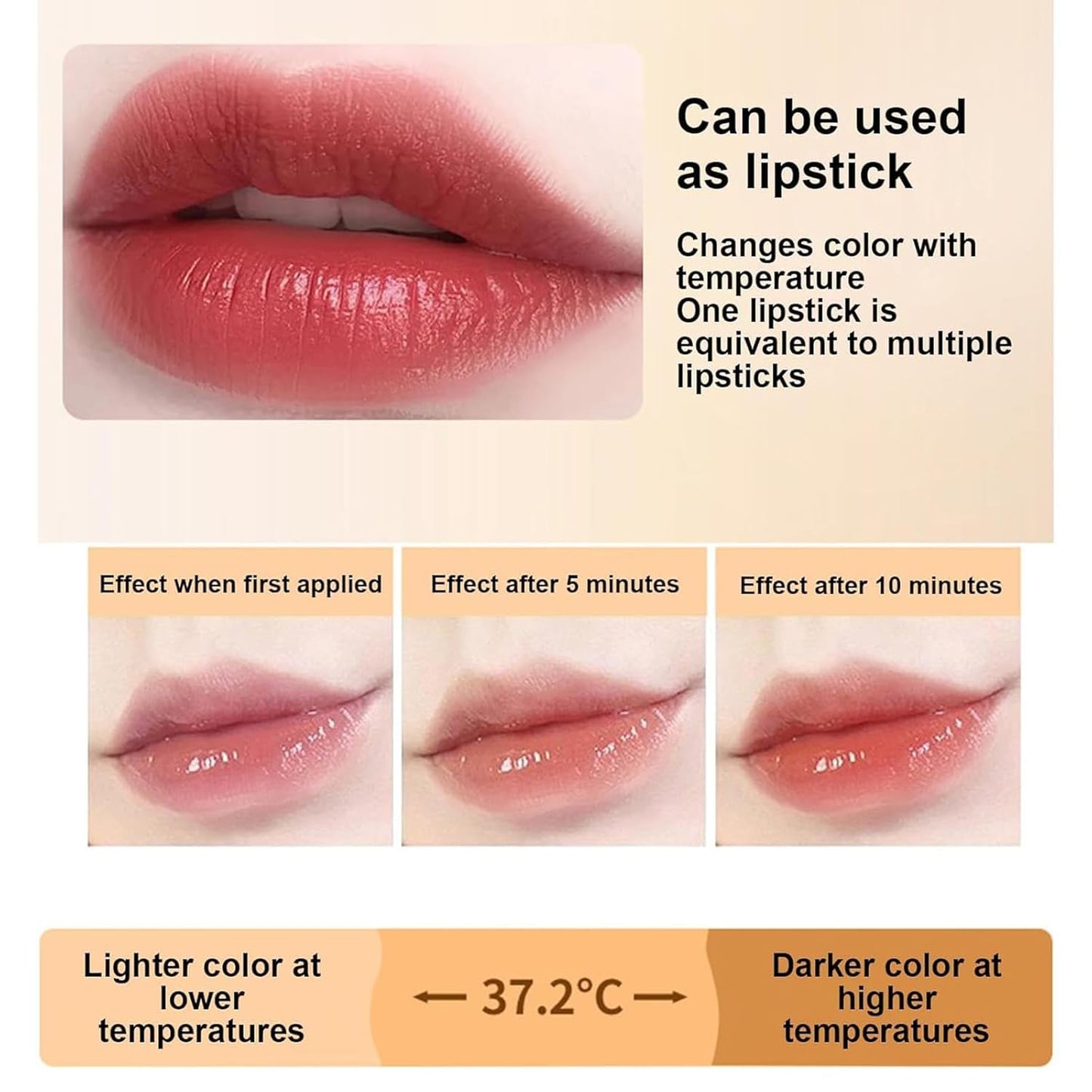 Color Changing Lipstick - Skin-Adaptive Moisturizing Glossy Shine | Long Lasting 24-Hour Wear (1 Piece)