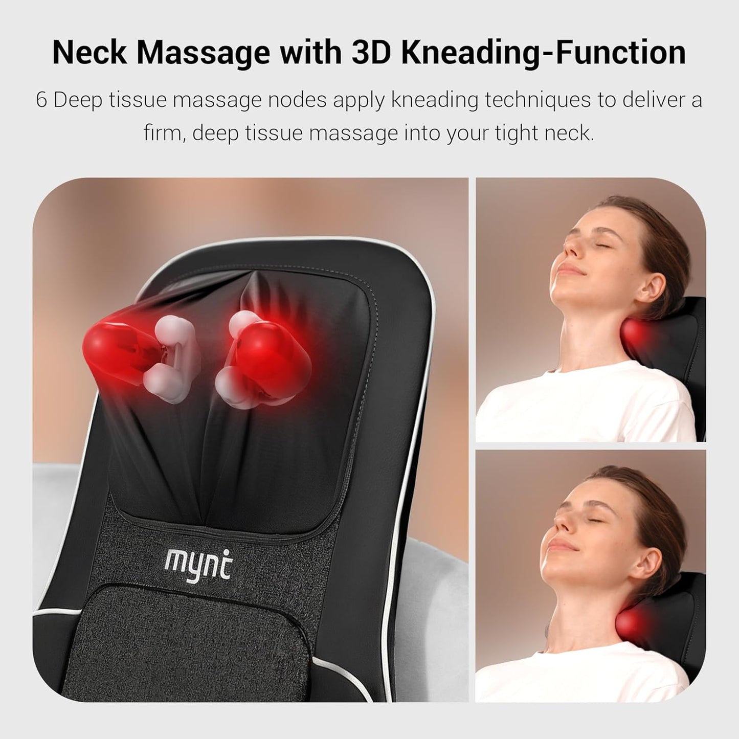 Shiatsu Neck and Back Massager - FSA Eligible HSA Approved, 10 Deep Kneading Nodes, 2D & 3D Adjustable with Heat | Portable Massage Chair Pad