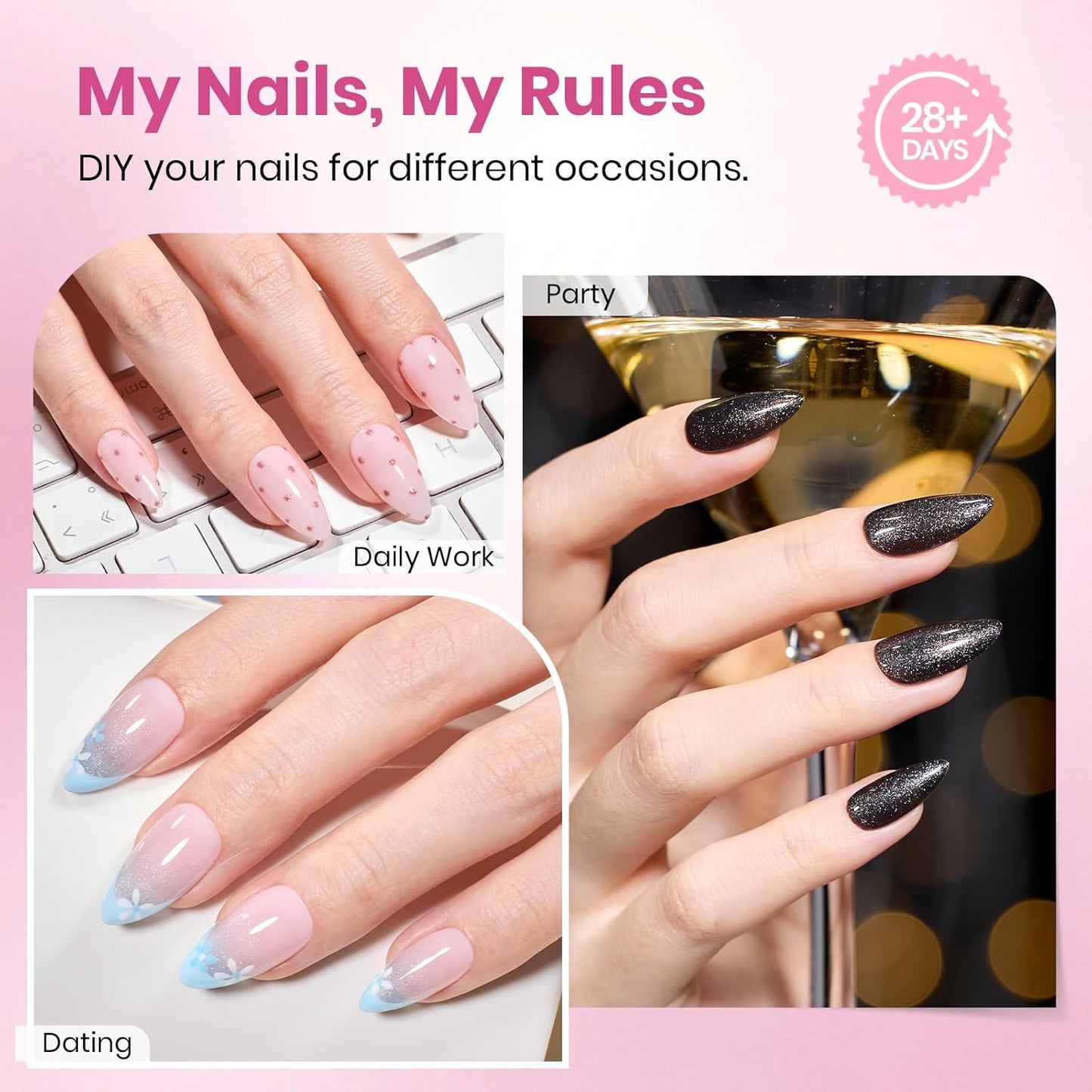 Beetles Medium Almond Nail Tips - 320 Pcs Pre-Etched Half-Matte Full Cover | Easy DIY Nail Extensions for Women