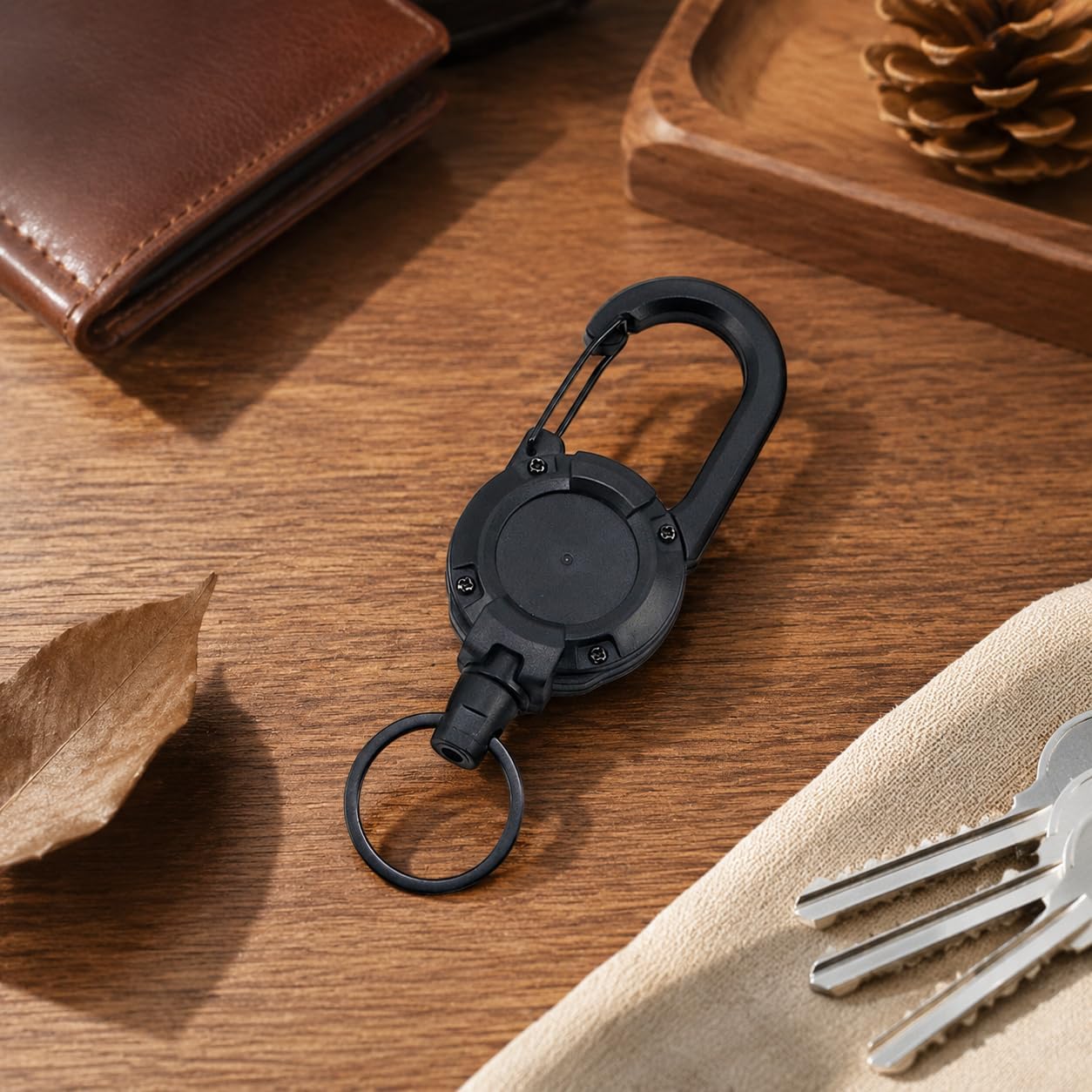 Retractable Keychain - Heavy Duty Steel Cable With Secure Metal Clip | 2 Pcs for Hiking & Camping Accessories