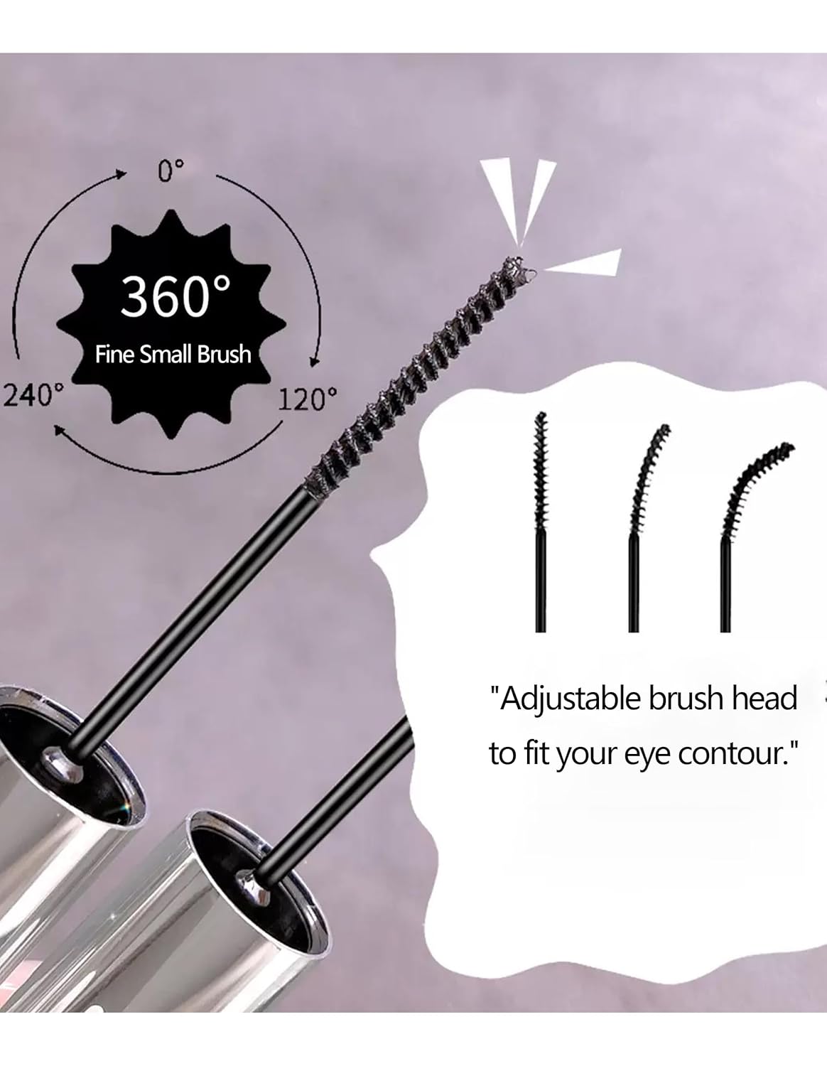 Black Mascara for Fine Short Lashes - Volumizing & Lengthening Formula | Ultra-Precise Adjustable Brush
