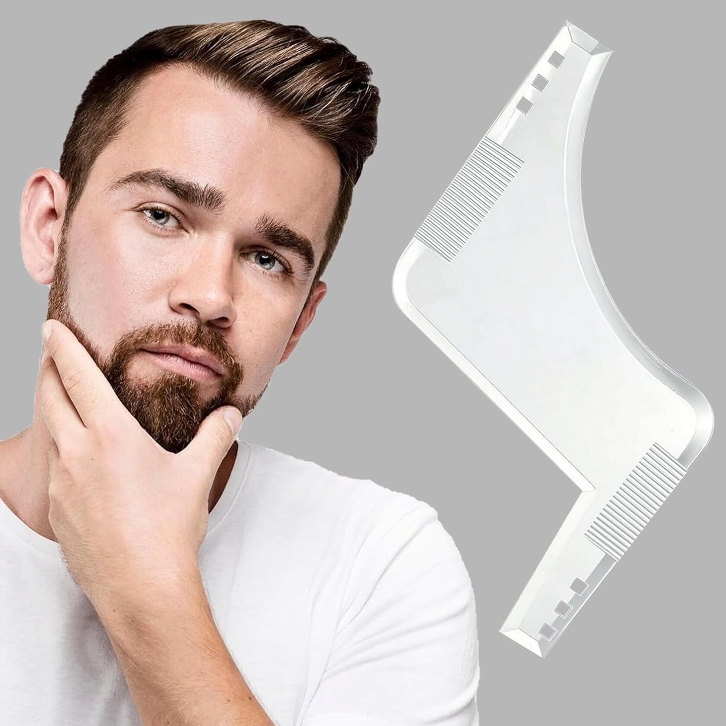 Beard Shaping Tool - Precision Styling Template with Built-in Comb | Ideal for Edging & Grooming