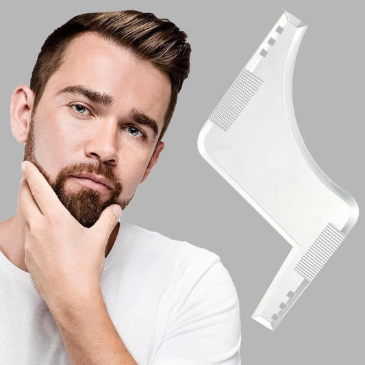 Beard Shaping and Styling Tool with Built-in Comb, Beard Lineup Template for Men, Ideal for Line Up and Edging with Trimmer or Razor, Grooming Guide for Jaw, Cheek, Neck Clear