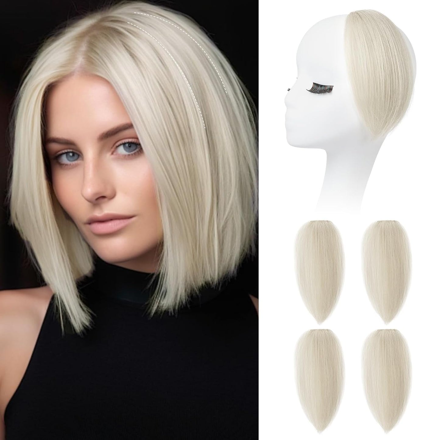 REECHO Clip In Hair Volumizer - Short Thick Hairpieces for Extra Volume | Light Brown with Blonde Highlights, 8 Inch (Pack of 2)