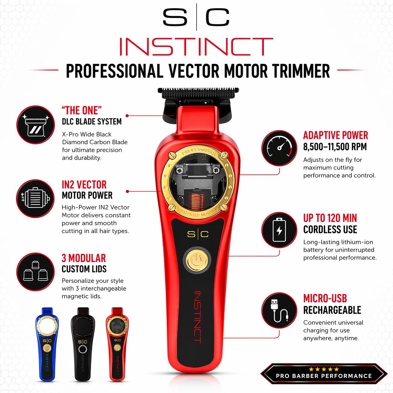 StyleCraft Instinct Professional Cordless Hair Trimmer IN2 Vector Motor