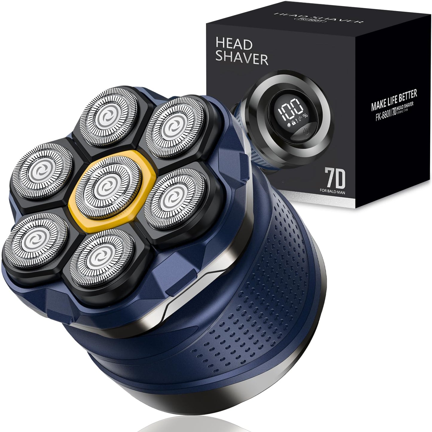 Head Shavers for Bald Men: Super-Powerful Magnetic Electric Razor with 7D Floating Heads, IPX7 Waterproof Wet/Dry Shaver, LED Display & Type-C Recharge & Travel Kit