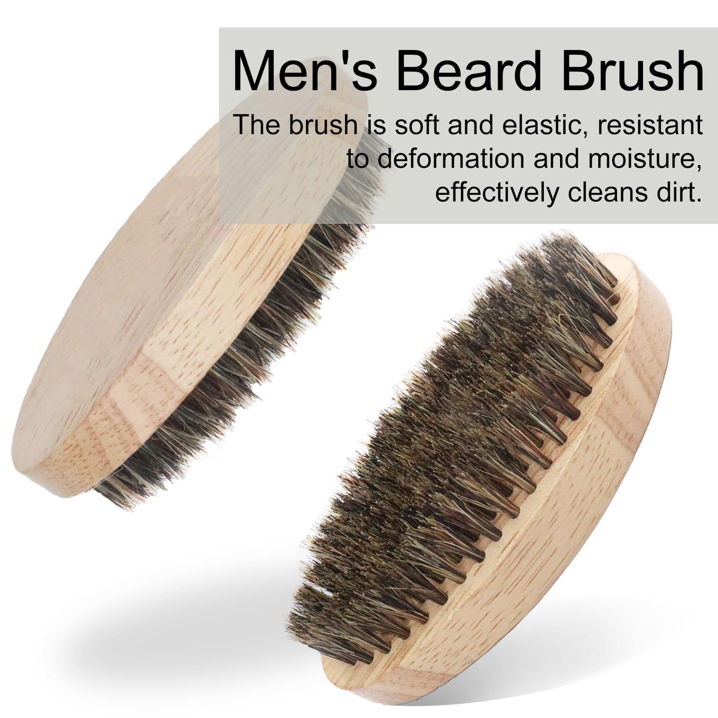 Men's Faux Boar Bristle Beard Brush with Wooden Handle - Military Pocket Size for Mustache and Beard Grooming and Styling.