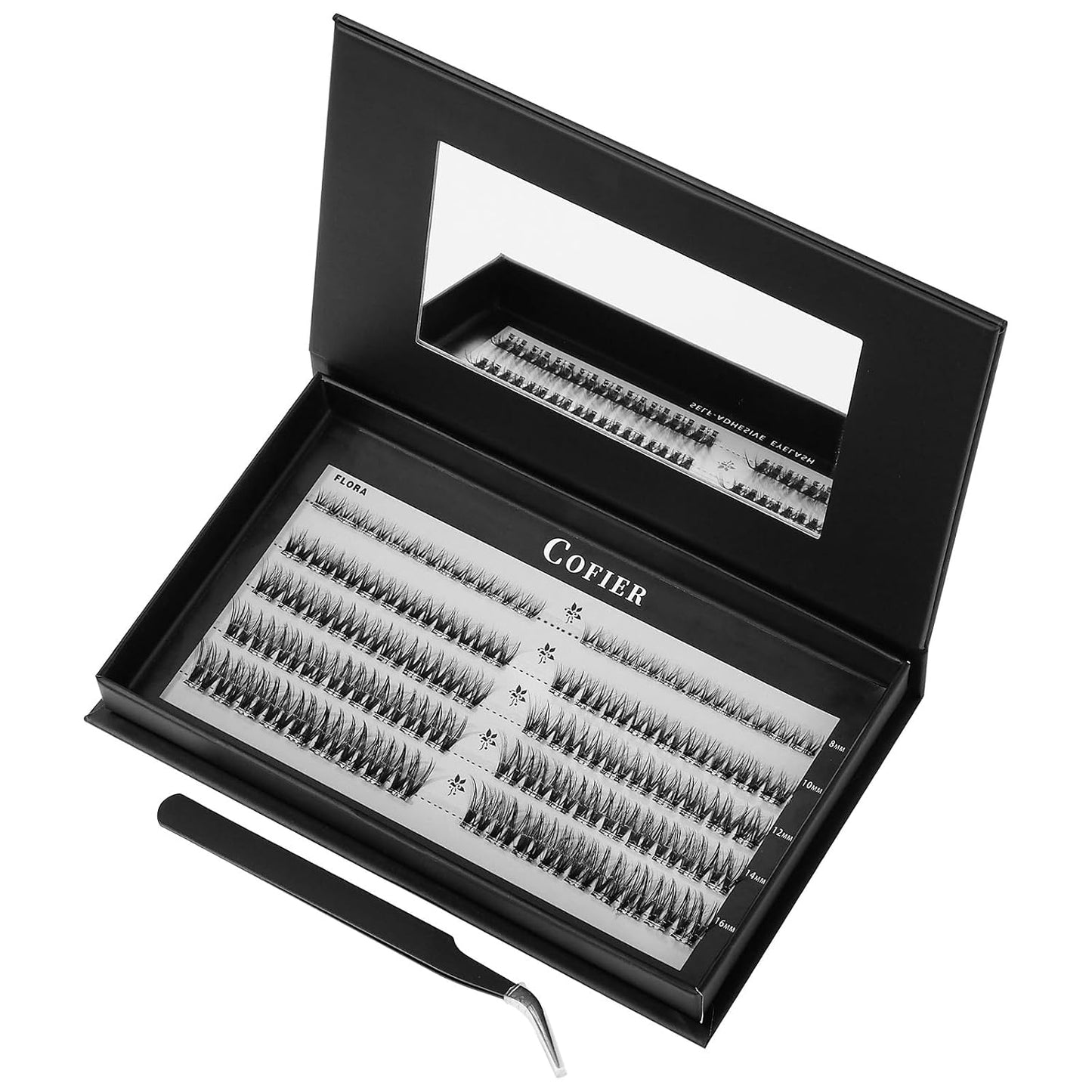 Wispy Lash Clusters Kit - 100 Pcs Individual Eyelash Clusters (12-20mm D Curl) | DIY Extension Kit with Tweezers, Natural Fluffy Lashes for Beginners