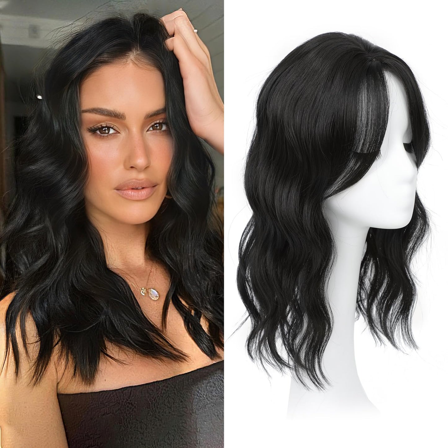 Wavy Hair Topper for Women - 16 Inch Full Coverage Hair Piece | Natural Blending, Easy to Wear