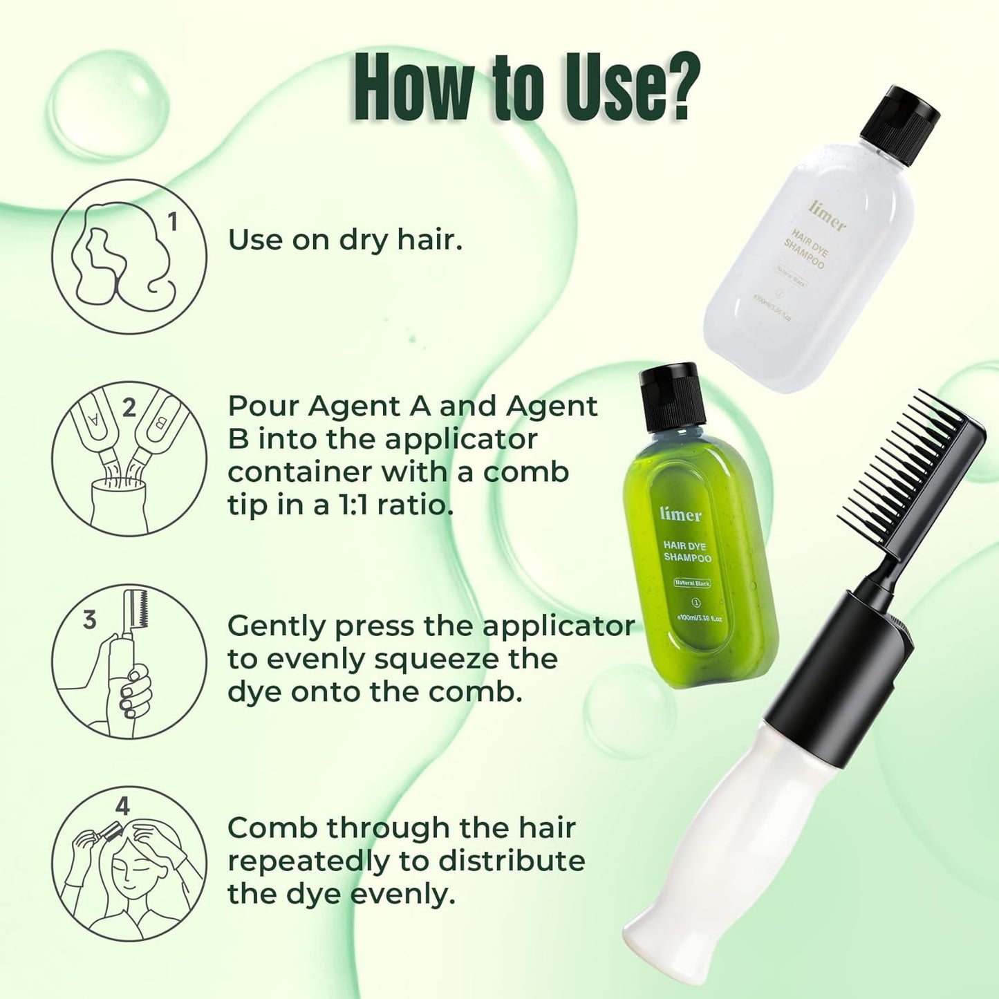 Hair Dye Shampoo - PPD-Free, Ammonia-Free Formula for Sensitive Scalp | Light Brown Root Touch-Up, 6 in 1 Herbal Gray Coverage (6.76 fl oz)