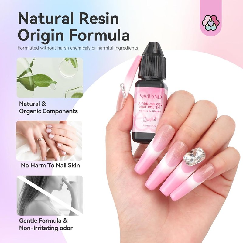 SAVILAND Airbrush Gel Nail Polish - Hema-Free 24 Colors | Non-Acetone for Gradient Nail Art