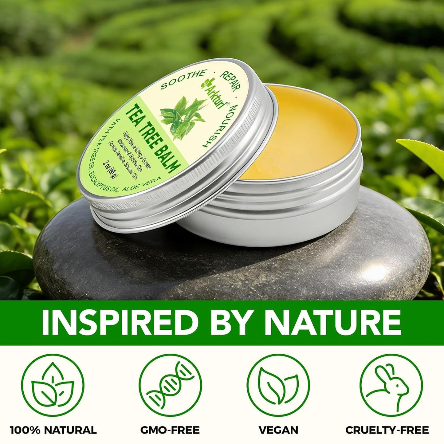 Tea Tree Oil Balm for Dry Skin Relief | Organic & Safe for All Ages - 1 Pack