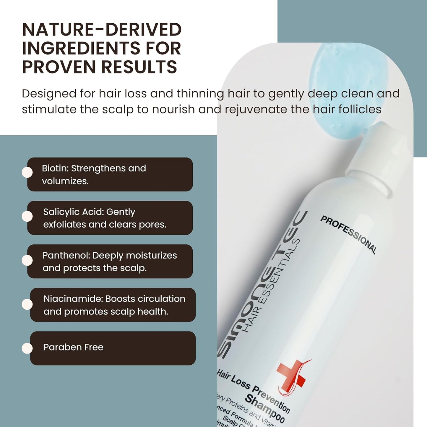 Anti-Hair Loss Shampoo - Simone Tec Scalp Care Strengthening Formula | 10ml Treatment Included