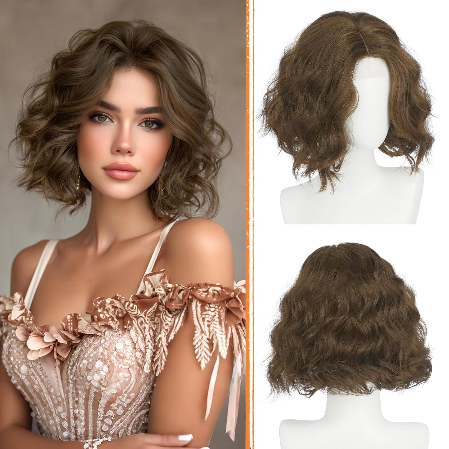 Burgundy Bob Wig - Lace Front Short Wavy Curly Synthetic Hair for Women | 11 Inch Natural Look