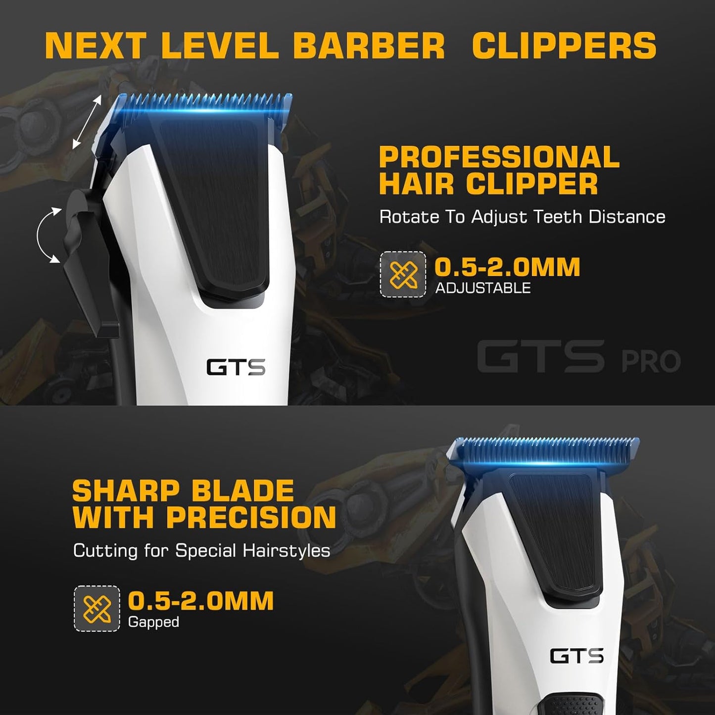 Professional Hair Clippers for Men - Cordless Barber Clipper Set with Trimmer | Fade Haircut Kit in White