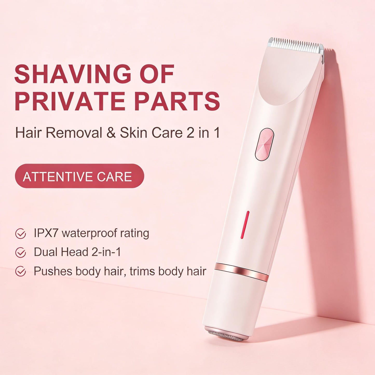 Bikini Trimmer for Women 2 in 1 Painless Electric Razors for Women 120 Min Cordless Runtime IPX7 Waterproof Rechargeable Bikini Shaver with Ceramic Blade for Bikini Body Face Underarm Arm Leg (Blue)