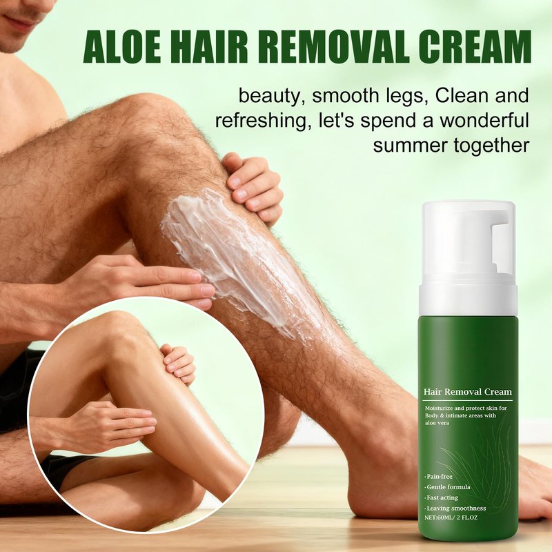 Botan Man Hair Removal Cream with Natural Aloe Vera, Men's No-Shave Hair Removal Spray Quick & Gentle for Face, Body & Intimate Areas, Moisturizing Nourishing Non-sticky, 2 Pcs