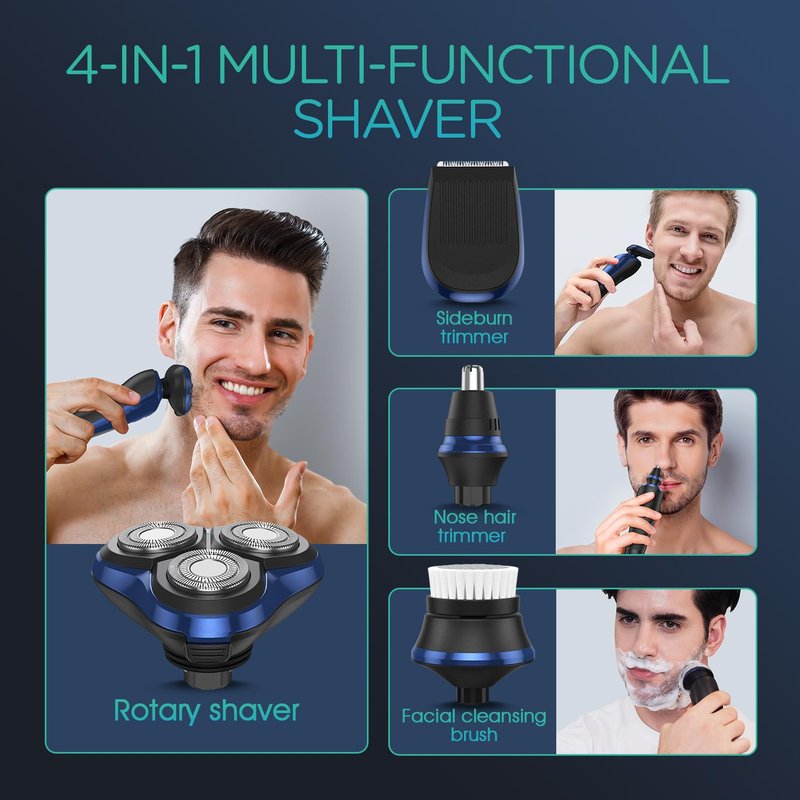 VOYOR Electric Razor for Men Cordless Shavers for Shaving with face sideburn Nose Ear Hair Rechargeable Wet Dry Waterproof TX410 New (New Version)