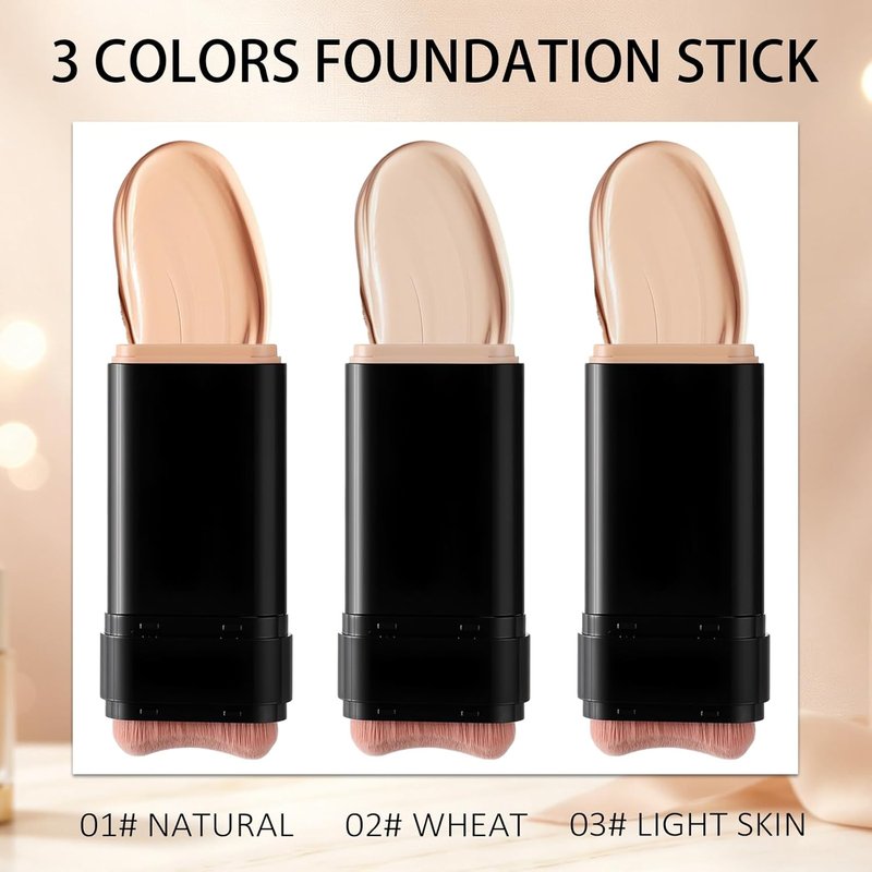 Foundation Stick - Full Coverage Waterproof Concealer with SPF 50+ | Tattoo Cover Up Makeup (02# Wheat)
