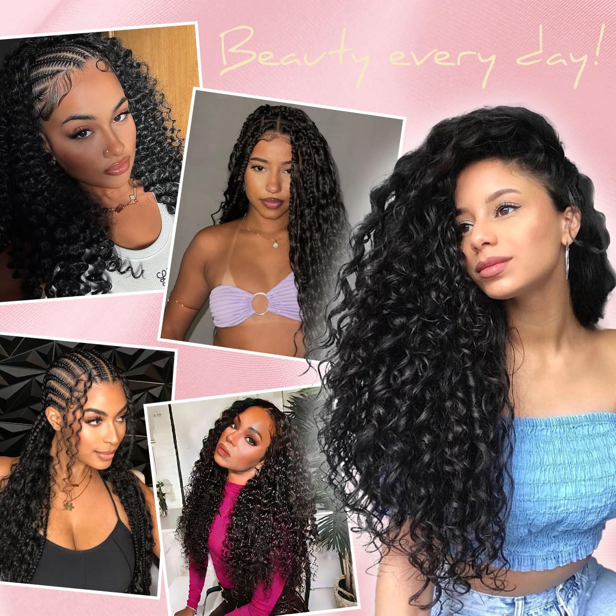 Aooffut Feather Crochet Hair Extensions for Women 18 Inch 100 Strands Miracle Knots Hair Pre-Separated Invisible Human Hair Blend Synthetic Curly Deep Wave Crochet Hair(100strands Black)