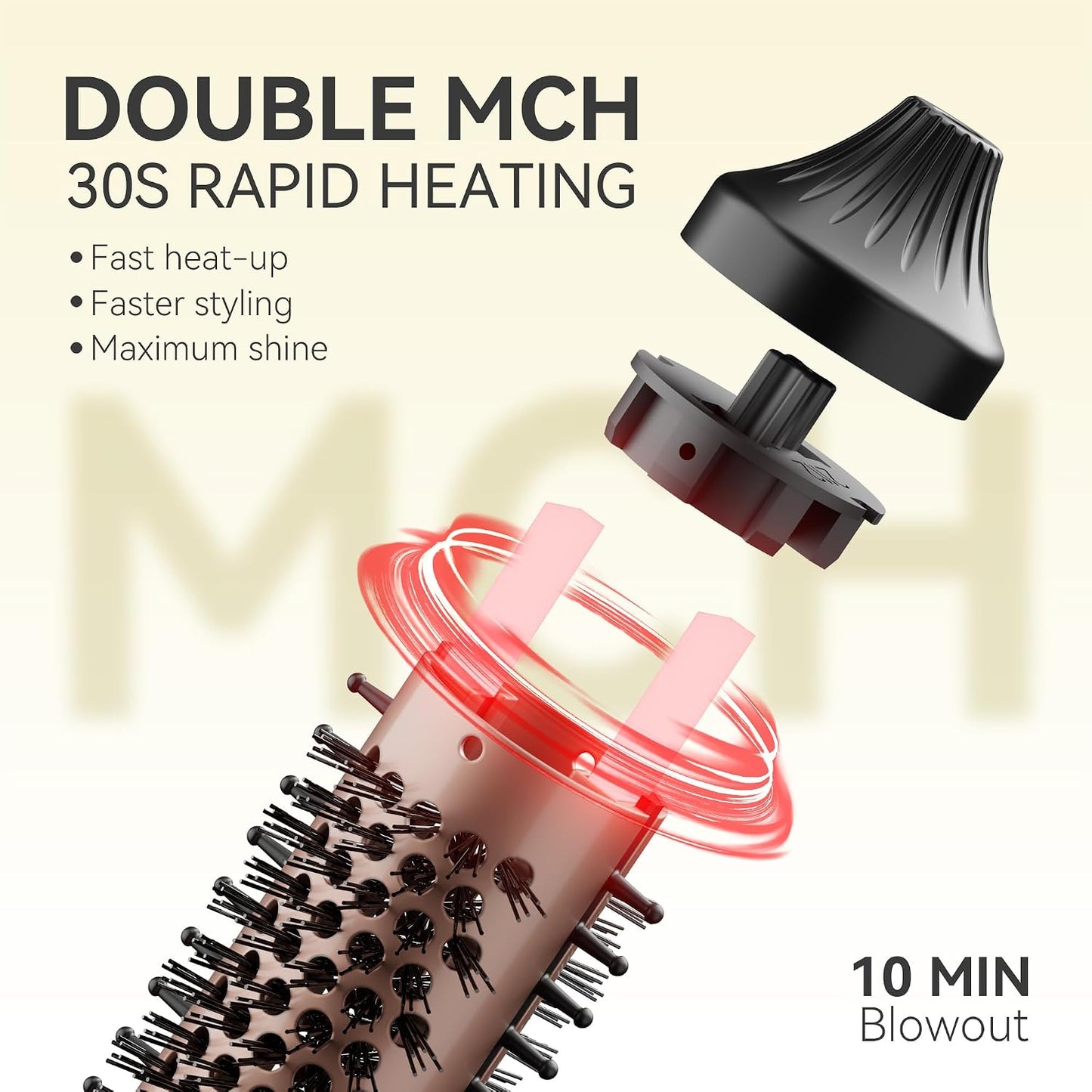 Mini Thermal Brush - 1-Inch Heated Round Brush for Short Hair | Ionic Tourmaline Ceramic, Anti-Frizz, Volumizing, Adjustable Temperature