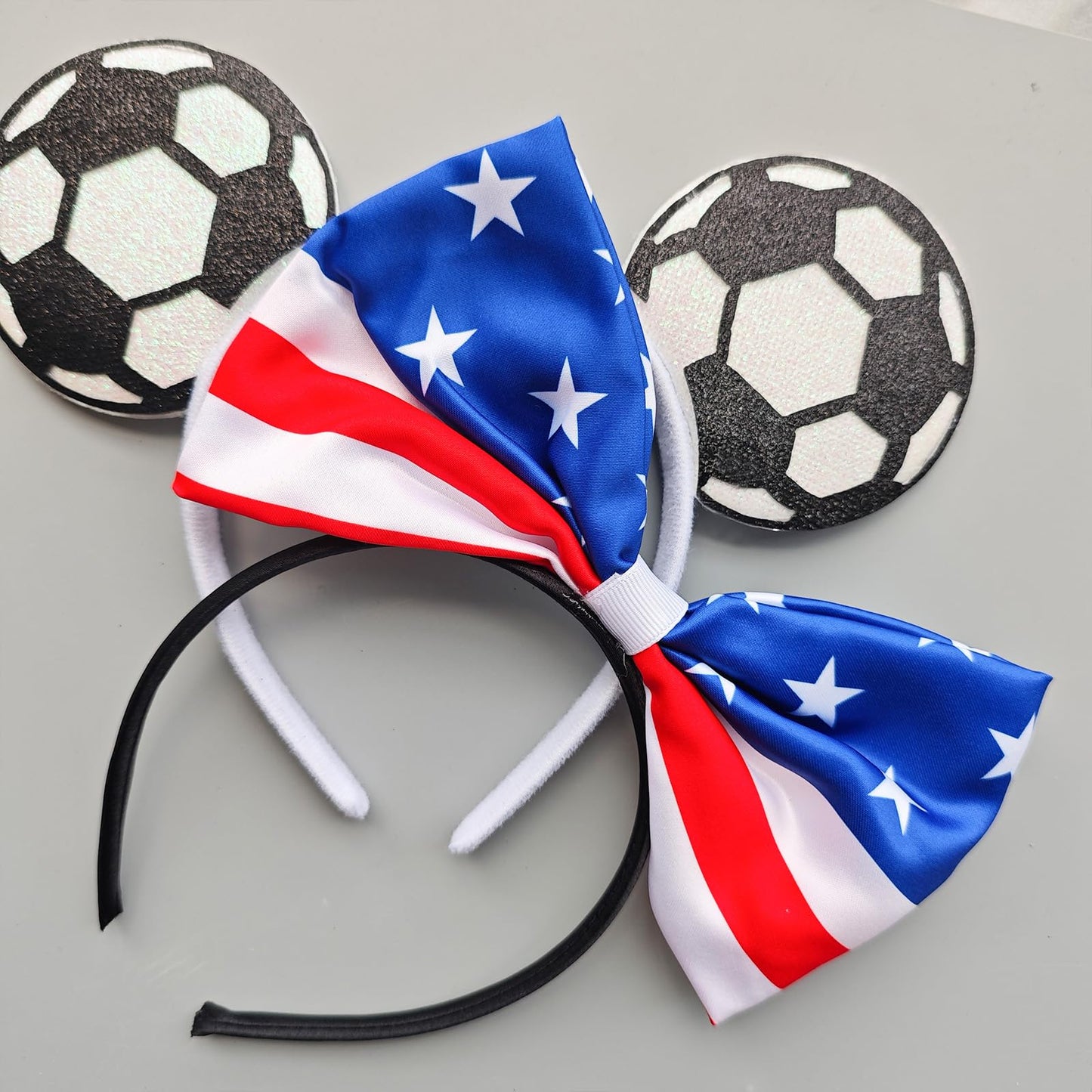 Nxtpz American Flag Bow Headband 4th of July Headband Soccer Hair Accessory Be Suitable for World Cup Party Supplies Women Decoration