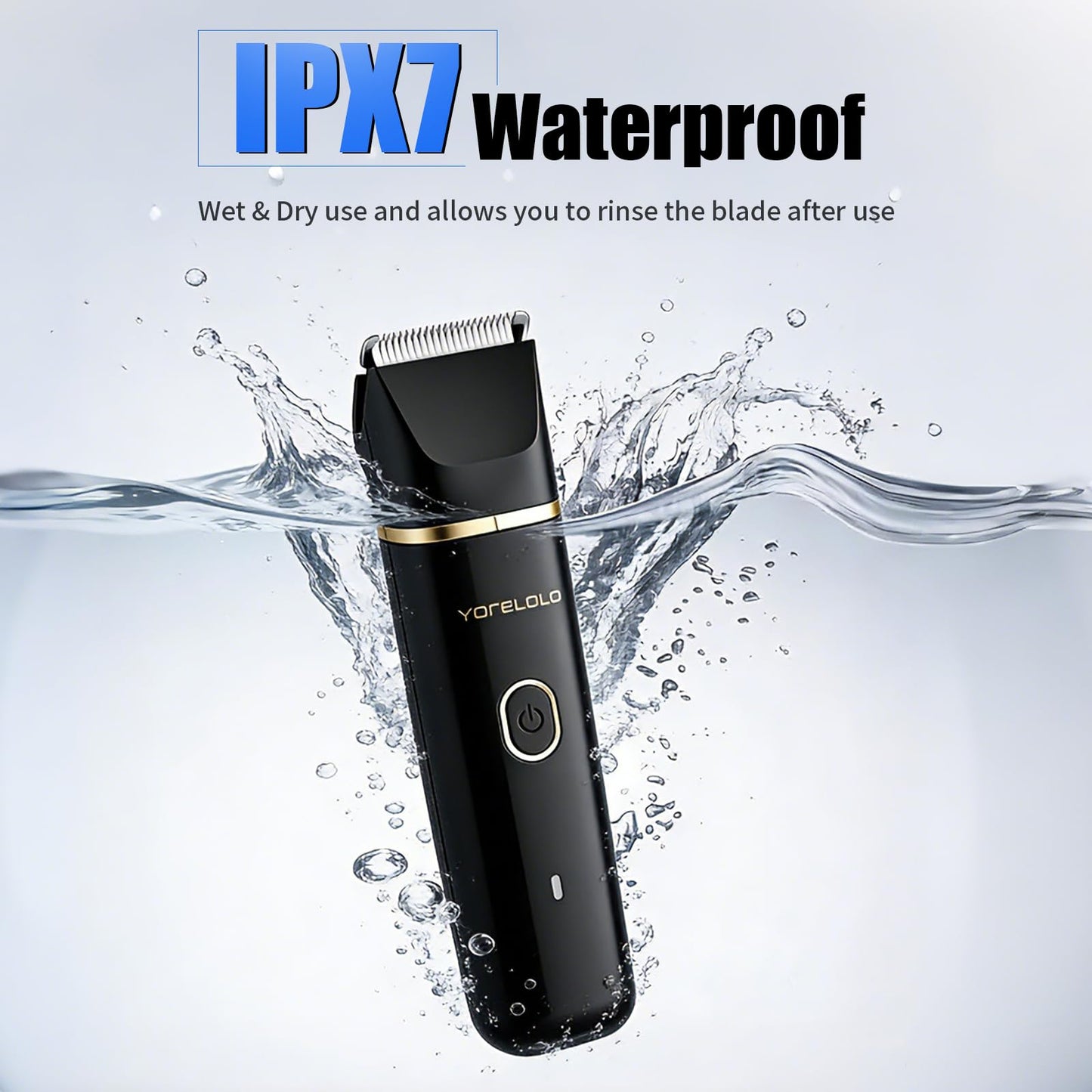 Yorelolo Manscape Body Hair Trimmer for Men, 2-in-1 Pubic Shaver with Ceramic Blade, Replaceable Heads Ball Razors with USB Fast Charging, 90 Minutes Shaving, Ideal Valentine or Birthday Gift