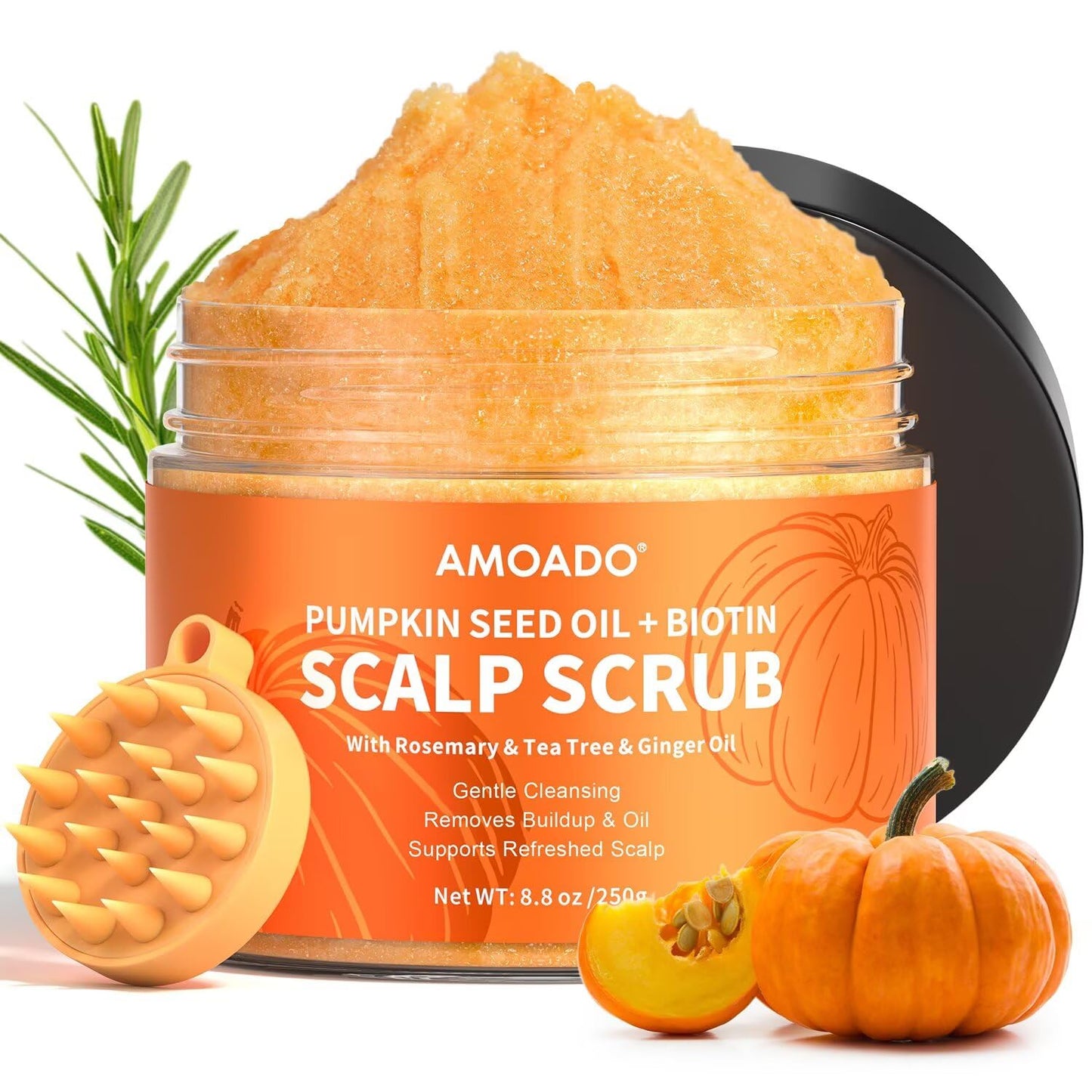 Pumpkin Seed Oil Scalp Scrub - Biotin & Rosemary Exfoliator | Sulfate-Free Detox for Itchy Scalp & Dandruff