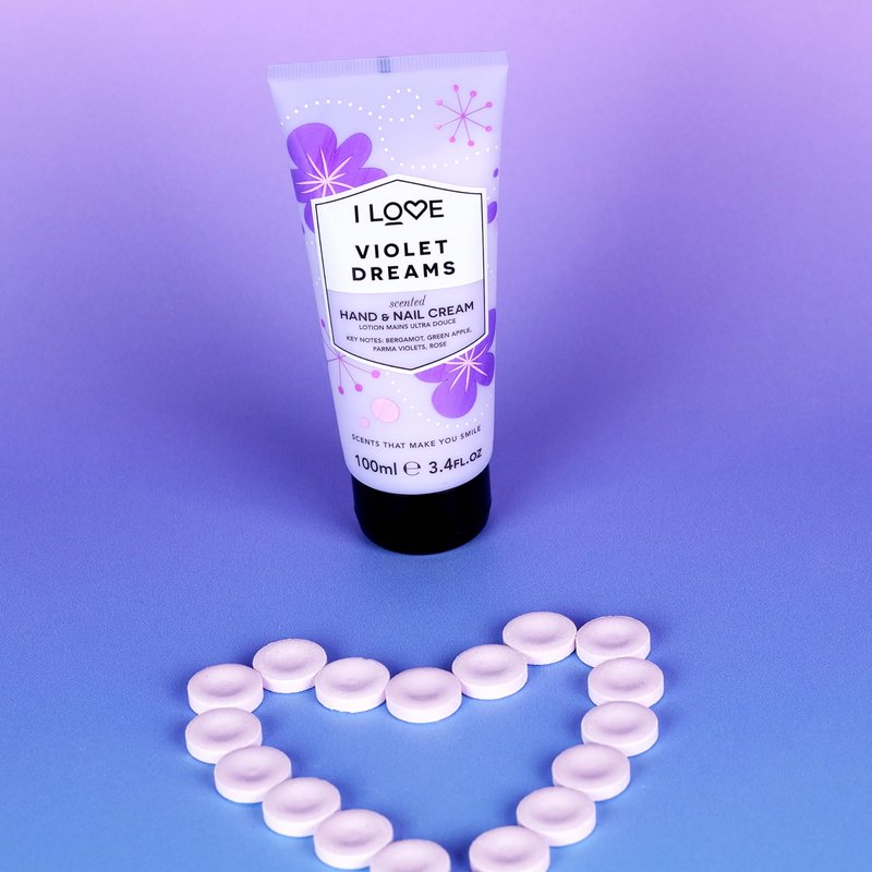I LOVE Violet Dreams Scented Hand and Nail Cream - Hand Cream for Dry Hands - Vitamin E, Coconut Oil, and Shea Butter - Silicone Free - 3.4 oz