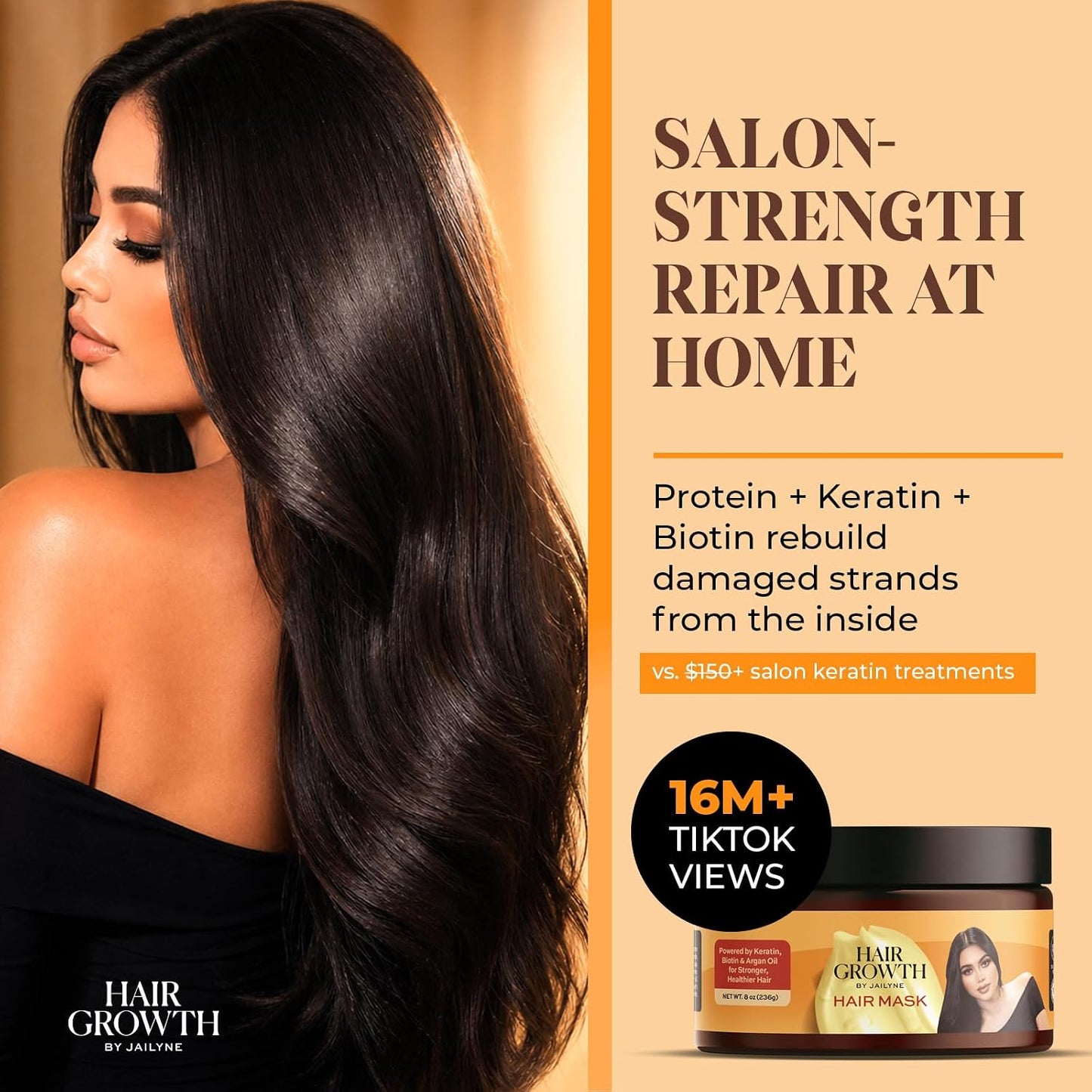 Hair Growth Repair Mask – Protein-Enriched Deep Conditioning Treatment for Damaged Hair | Sulfate-Free, Paraben-Free, Made in USA