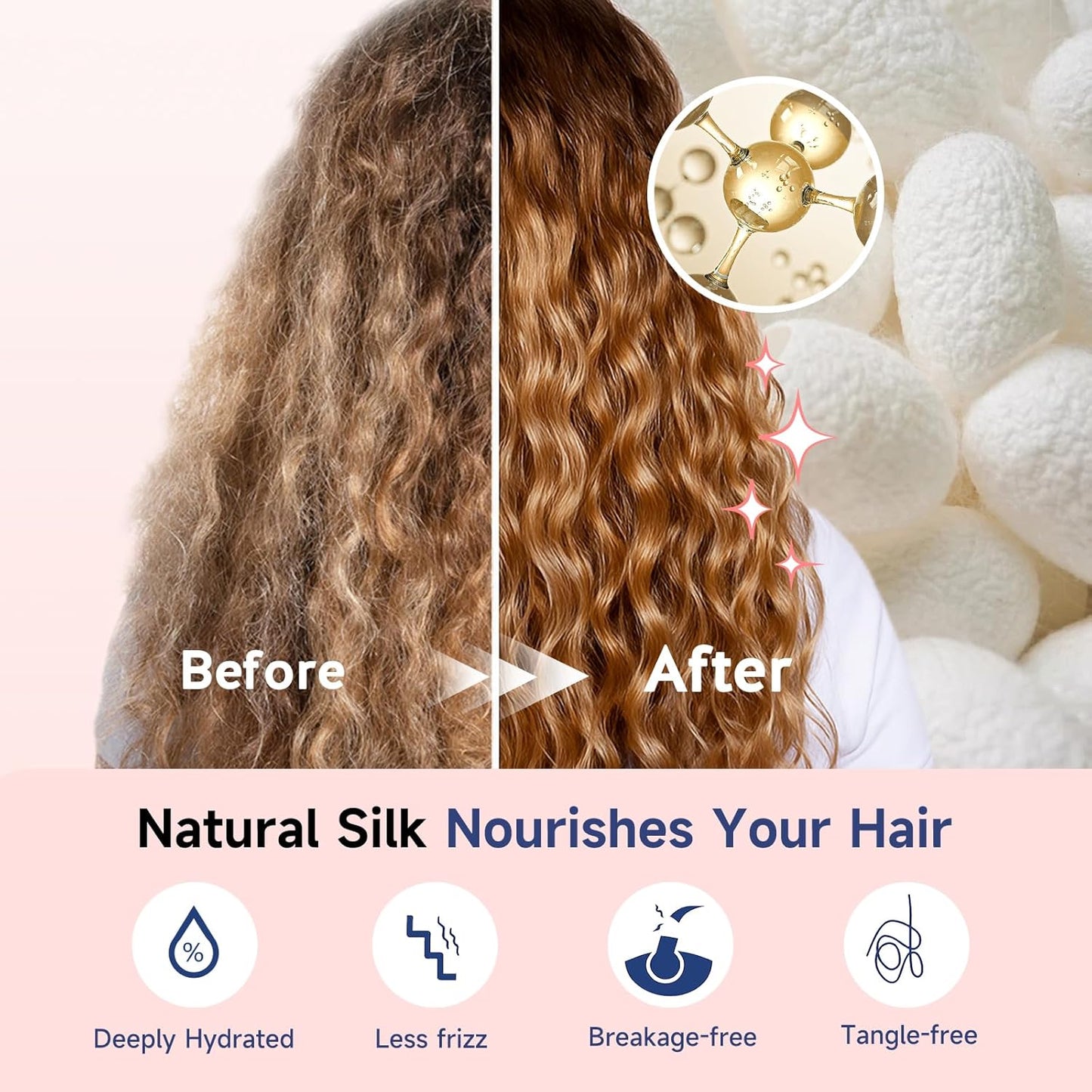 Silk Bonnet for Sleeping - Real Mulberry Silk Hair Care Cap | Double Layer, Large Size, Blush Pink